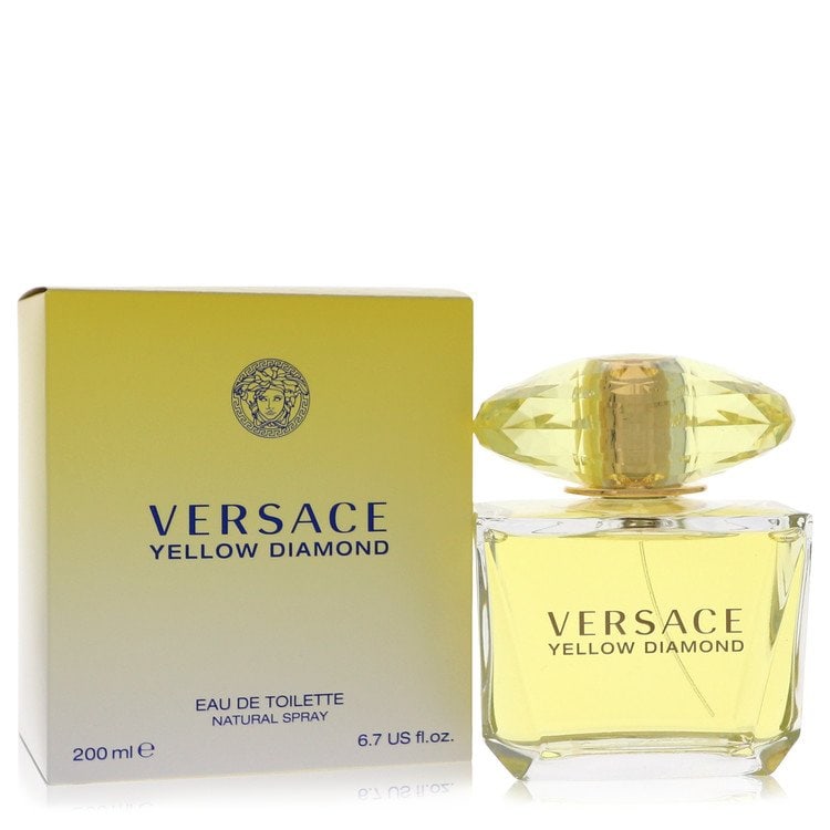 Versace Yellow Diamond by Versace Eau De Toilette Spray 6.7 oz: Versace Yellow Diamond by Versace Eau De Toilette Spray 6.7 oz Spritz on the lavish fragrance Yellow Diamond by Versace and experience a sensual, sultry scent. This 2011 introduction features juicy
