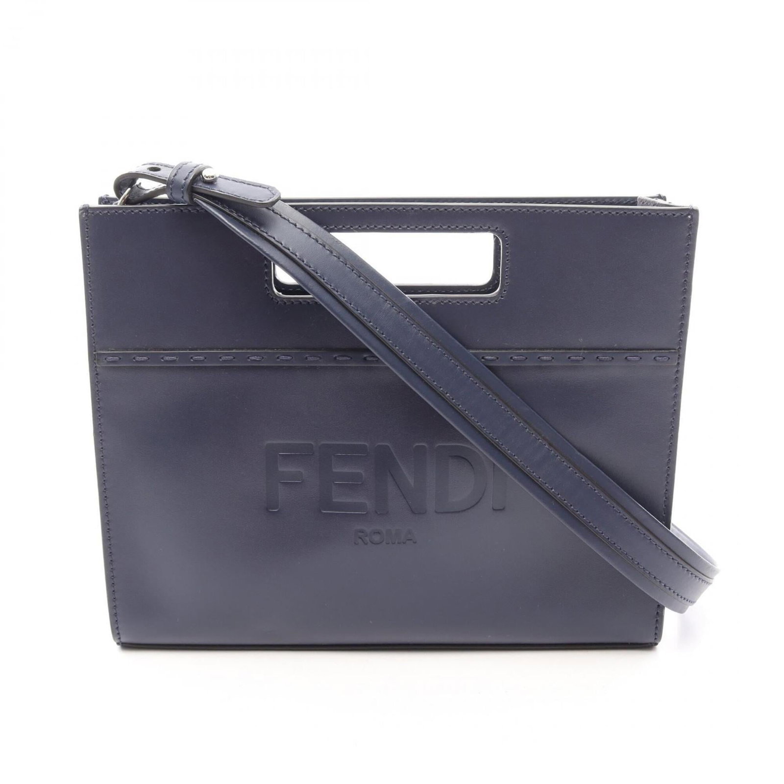 Fendi Handbag Leather: Fendi Handbag Leather Navy Fendi Handbag Leather measures 15.5cm x 24cm x 3.5cm, featuring high-quality leather material and a classic design. The bag's compact size makes it ideal for everyday