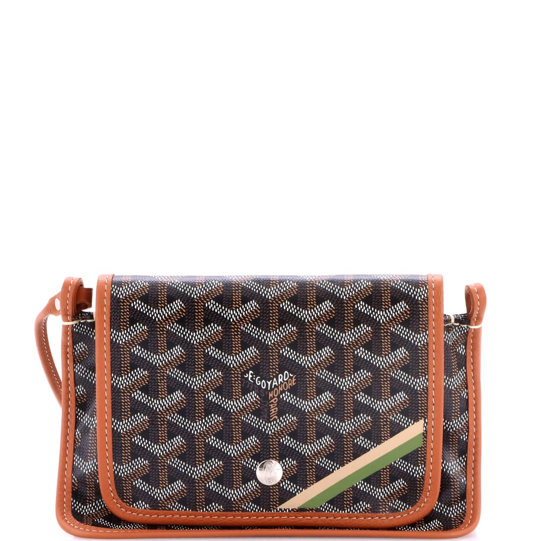 Goyard Plumet Clutch Wallet Printed Coated Canvas: Goyard Plumet Clutch Wallet Printed Coated Canvas Brown Goyard Plumet Clutch Wallet Printed Coated Canvas with Silver Hardware, Measuring 5.5" x 8" x 1". This cross body bag features a canvas coated