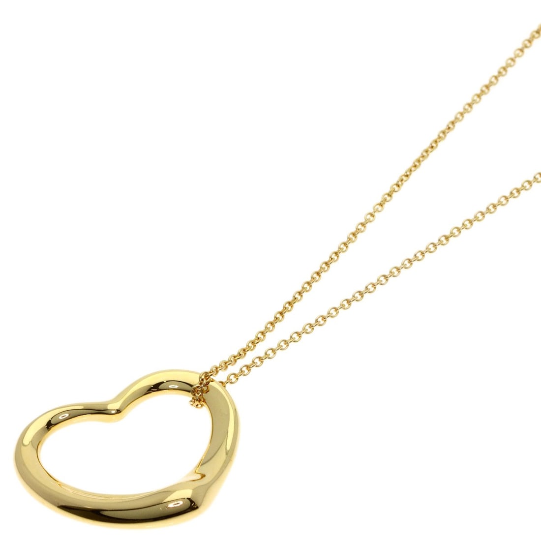 Yellow Gold Tiffany Necklace K18 Open Heart: Yellow Gold Tiffany Necklace K18 Open Heart K18 Yellow Gold Tiffany Necklace Open Heart design, showcasing the brand's signature style. This necklace features gold metal construction and measures