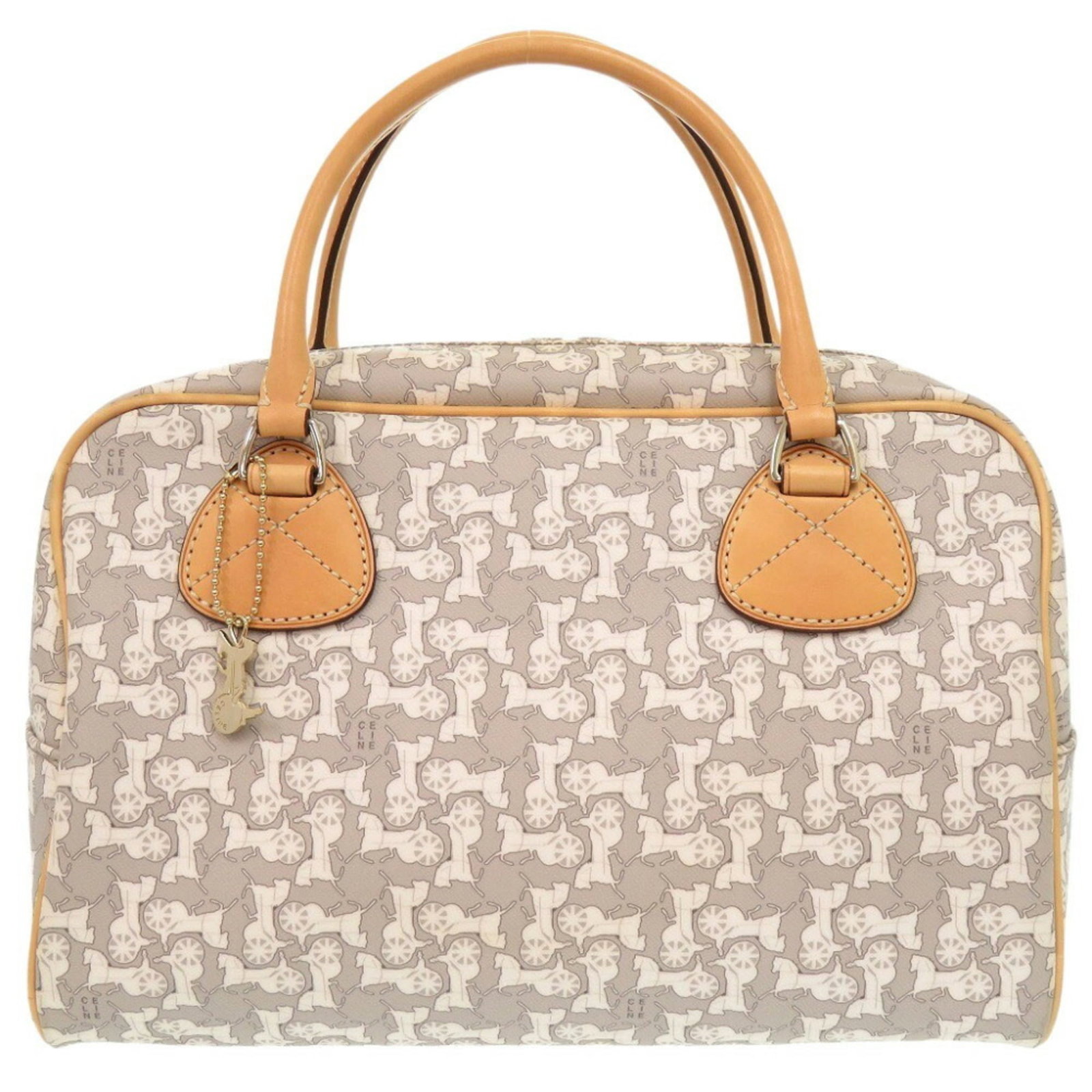 Boston Pvc Leather Celine Handbag Bag: Boston Pvc Leather Celine Handbag Bag Boston PVC Leather Celine Handbag Bag is a stylish and unique accessory, featuring a combination of PVC and leather materials in beige, gray, and white hues. The 