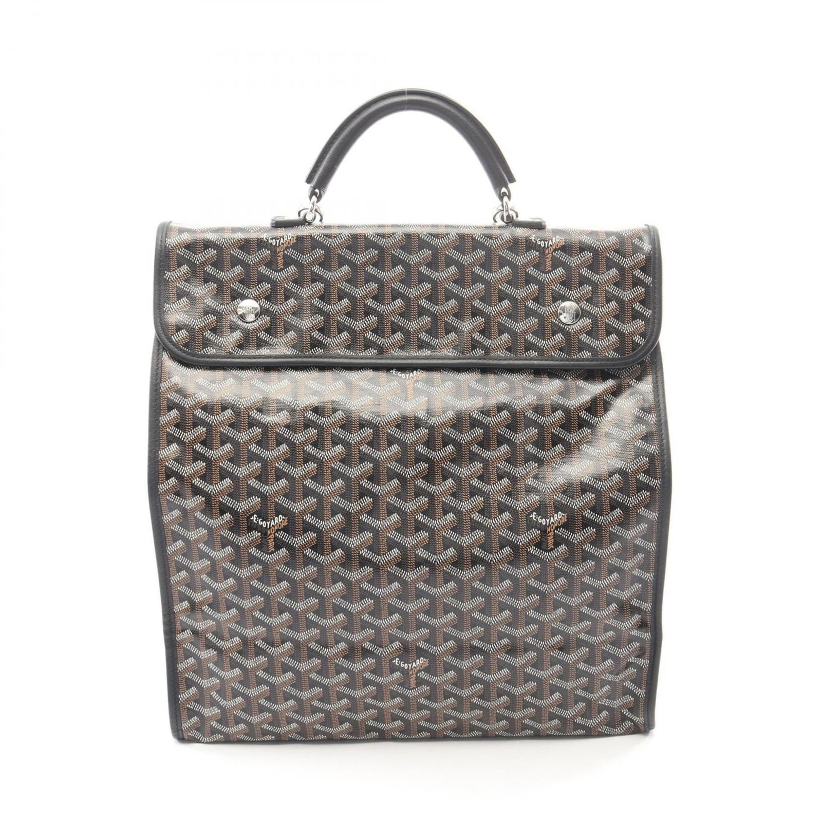 Backpack handbag coated canvas pvc leather: Backpack handbag coated canvas pvc leather Coated canvas, PVC, and leather come together in a unique blend for this backpack handbag. The black color with multi-color accents adds visual interest,