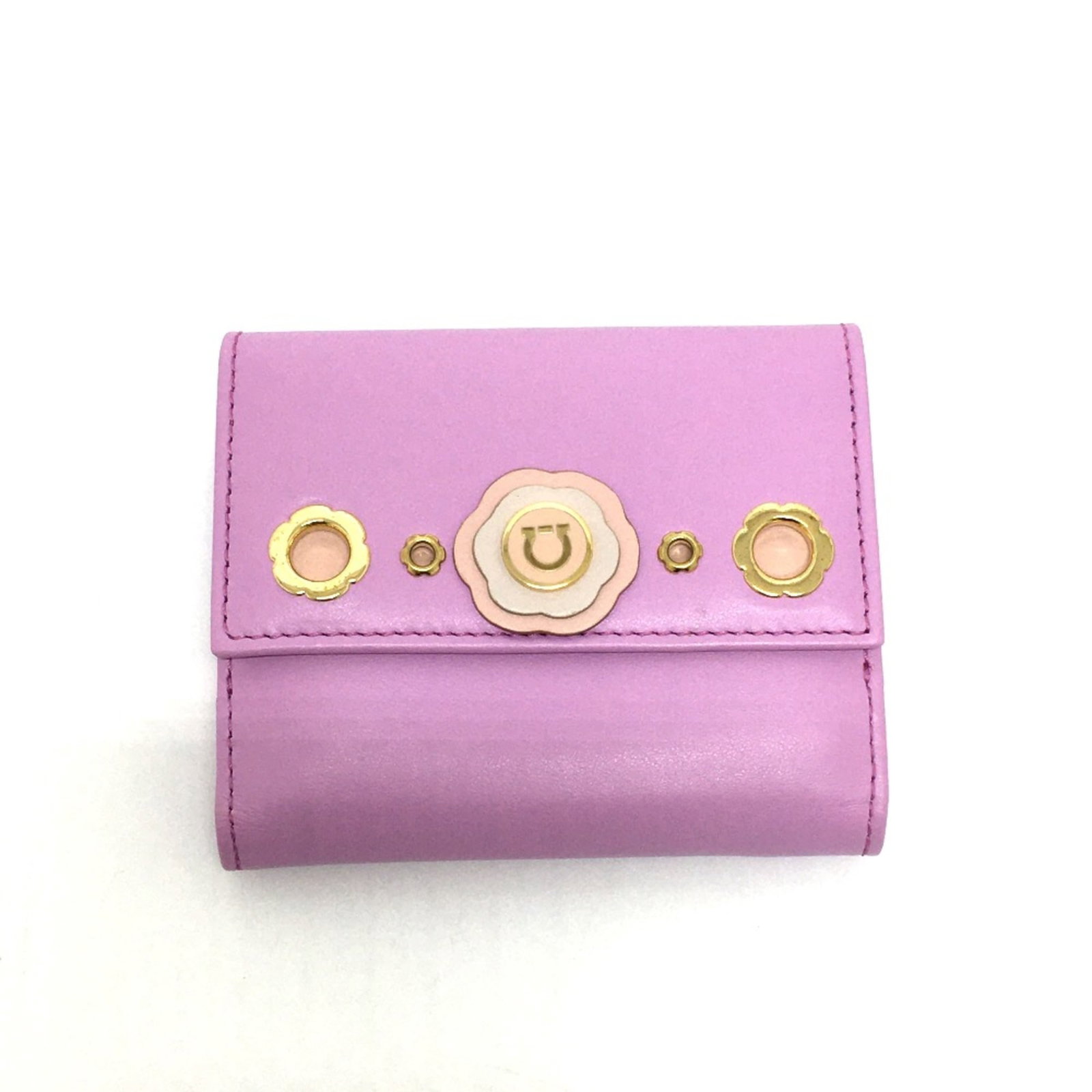 Salvatore Ferragamo Wallet (Bi-Fold) Leather: Salvatore Ferragamo Wallet (Bi-Fold) Leather Purple Salvatore Ferragamo bi-fold leather wallet with dimensions W11cmxH10cmxD2cm. This stylish wallet features high-quality leather material and a classi