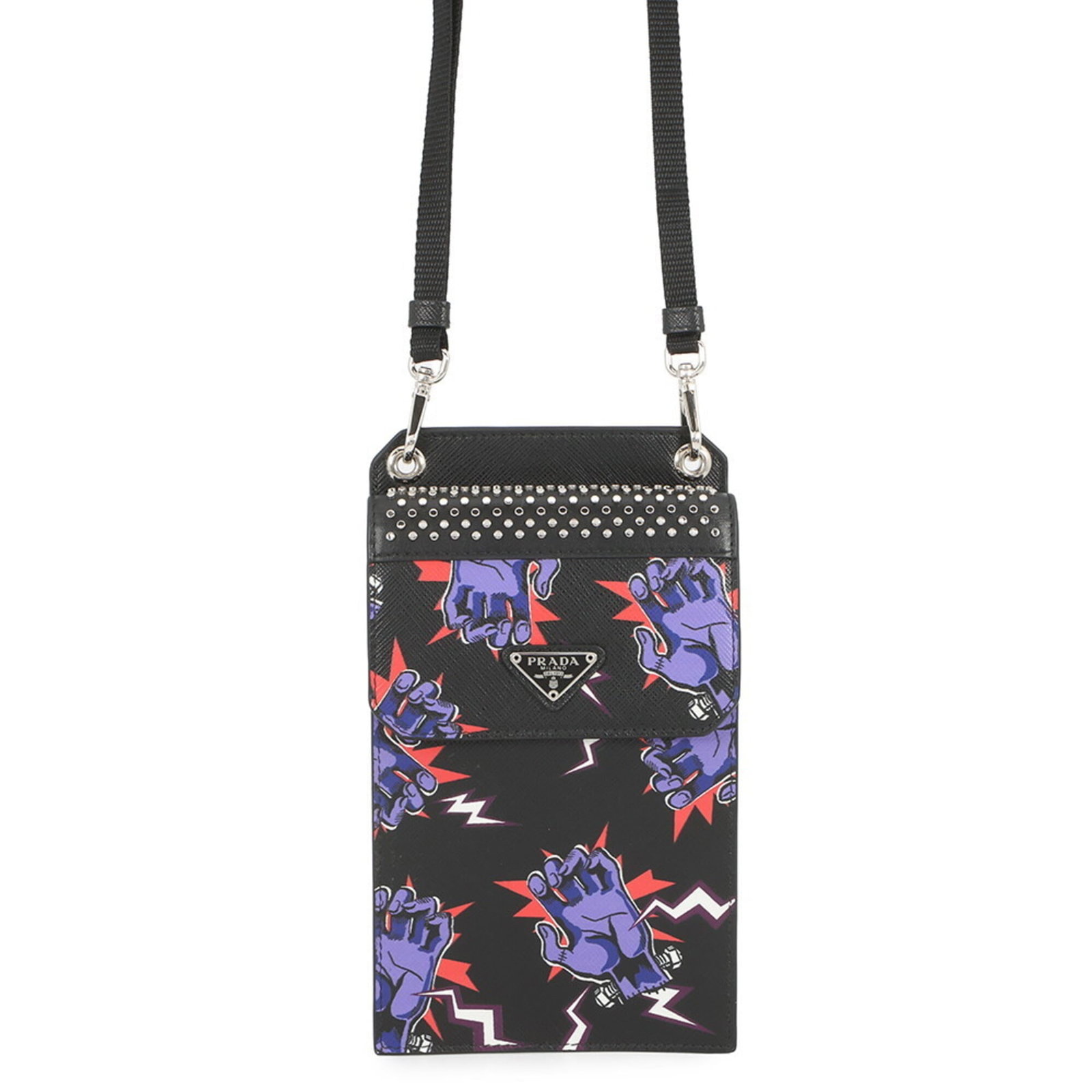 Handbag Saffiano by Prada: Handbag Saffiano by Prada Saffiano leather construction provides durability and sophistication in this sleek black Prada handbag, measuring 19cm x 11cm x 2cm. The iconic Italian design combines clean 