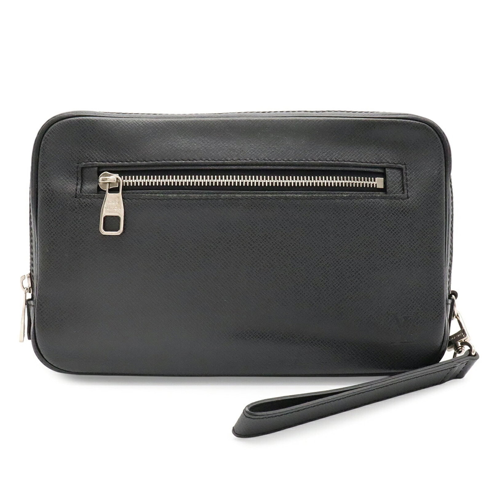 Louis Vuitton Clutch Bag Taiga Leather: Louis Vuitton Clutch Bag Taiga Leather Taiga leather craftsmanship meets timeless elegance in this Louis Vuitton Clutch Bag, featuring the iconic Ardoise and Black color combination. Measuring 16cm x