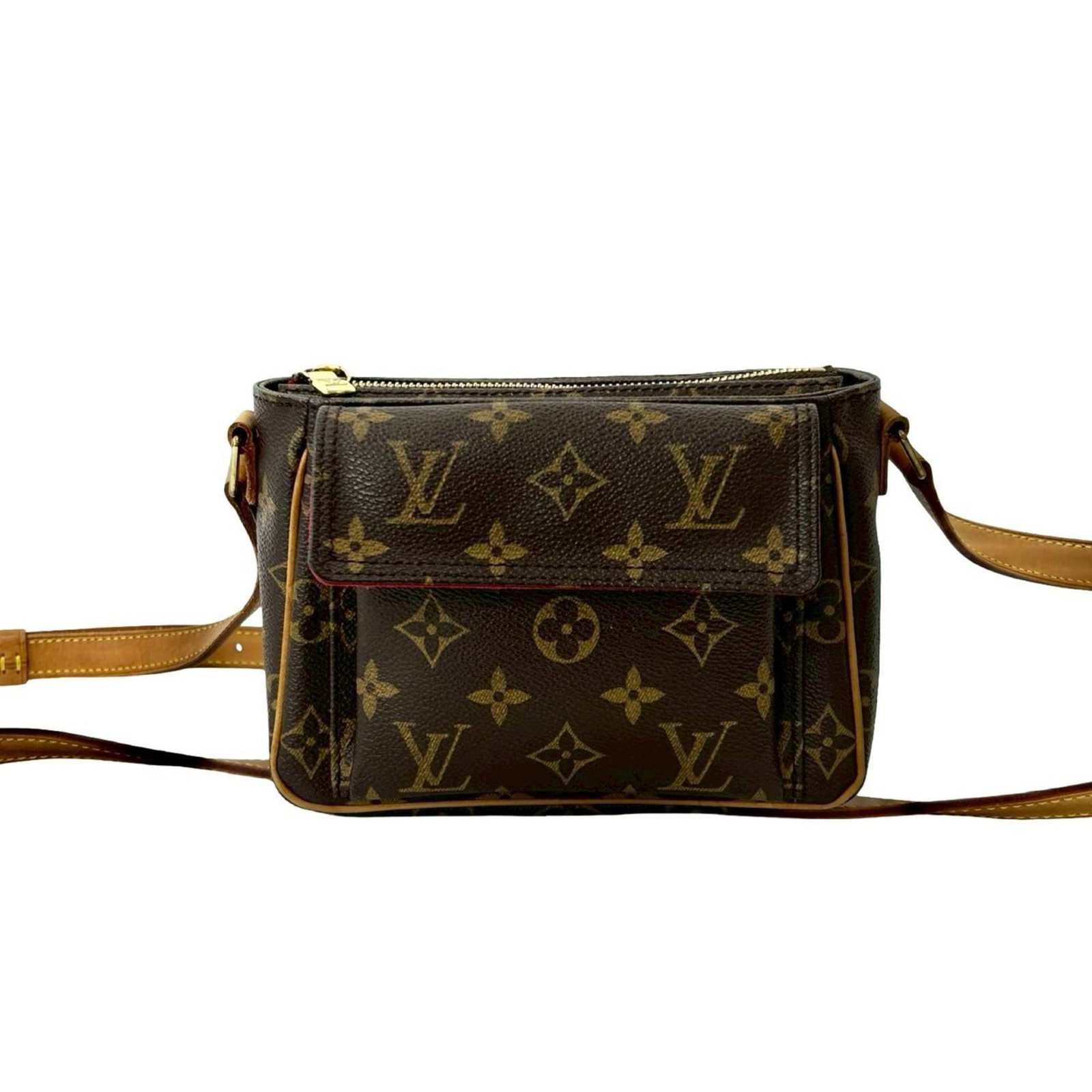 Vuitton Pochette Leather Pvc Bag Shoulder: Vuitton Pochette Leather Pvc Bag Shoulder Brown Vuitton Pochette Leather Pvc Bag for Women, 13cm x 18cm x 8cm. This shoulder bag features a combination of leather and PVC materials in a classic brown