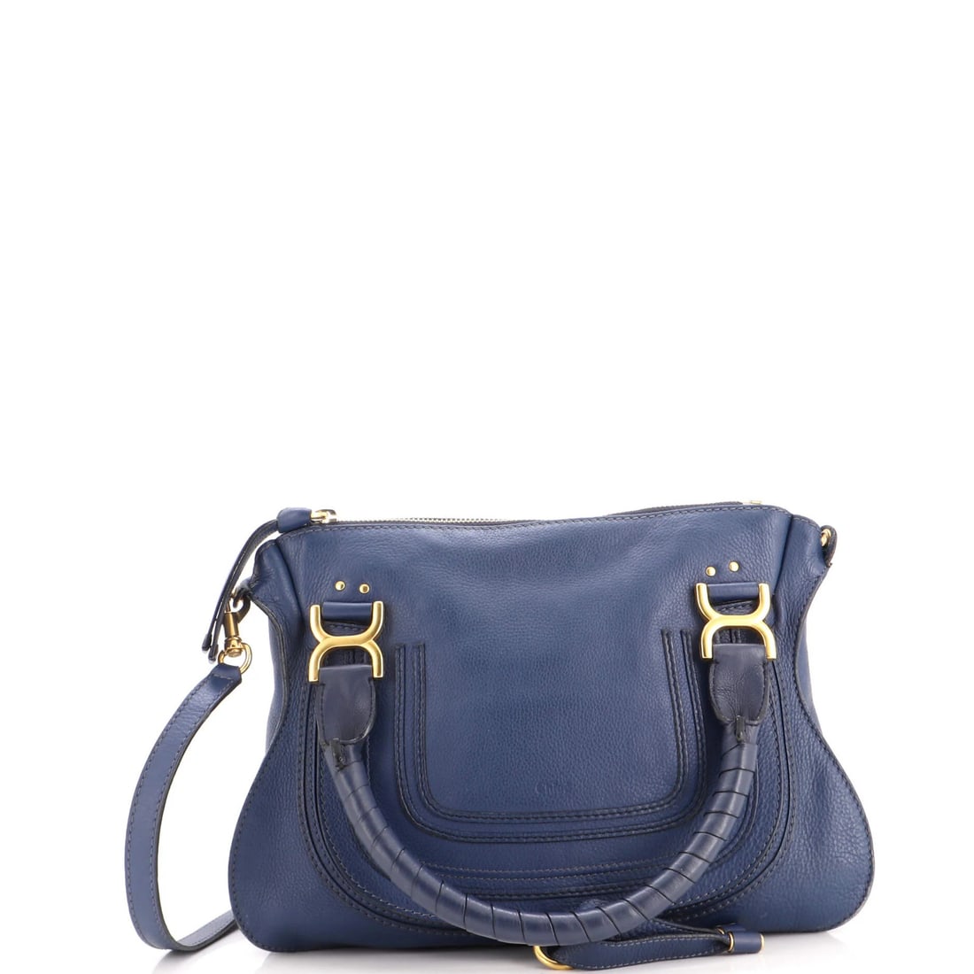Chloe Marcie Shoulder Bag Leather Medium: Chloe Marcie Shoulder Bag Leather Medium The Chloe Marcie Shoulder Bag Leather Medium boasts a striking blue exterior and elegant green interior, crafted from high-quality leather. With its classic