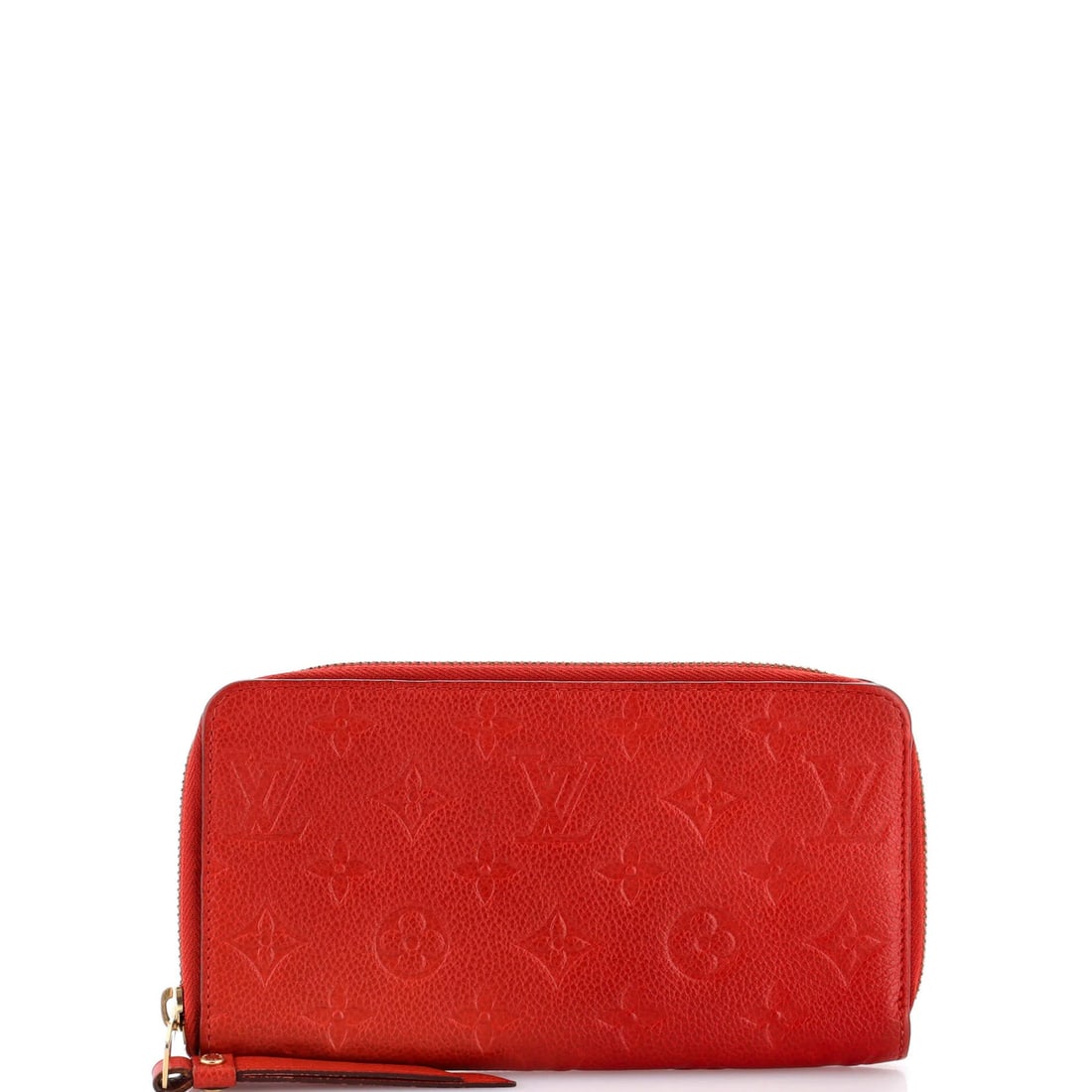 Monogram Empreinte Leather Louis Vuitton Zippy Wallet: Monogram Empreinte Leather Louis Vuitton Zippy Wallet Orange Monogram Empreinte Leather Louis Vuitton Zippy Wallet with gold hardware, featuring a vibrant exterior and matching interior. This stylish