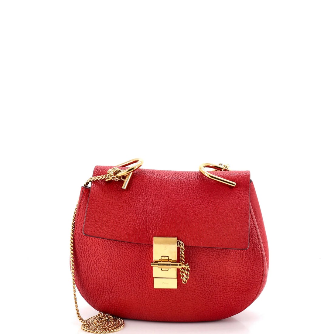 Small Leather Crossbody Chloe Drew Bag: Small Leather Crossbody Chloe Drew Bag Small Leather Crossbody Bag in Red. Made from high-quality leather, this Chloe Drew bag features a classic cross-body design. Perfect as a stylish accessory for 
