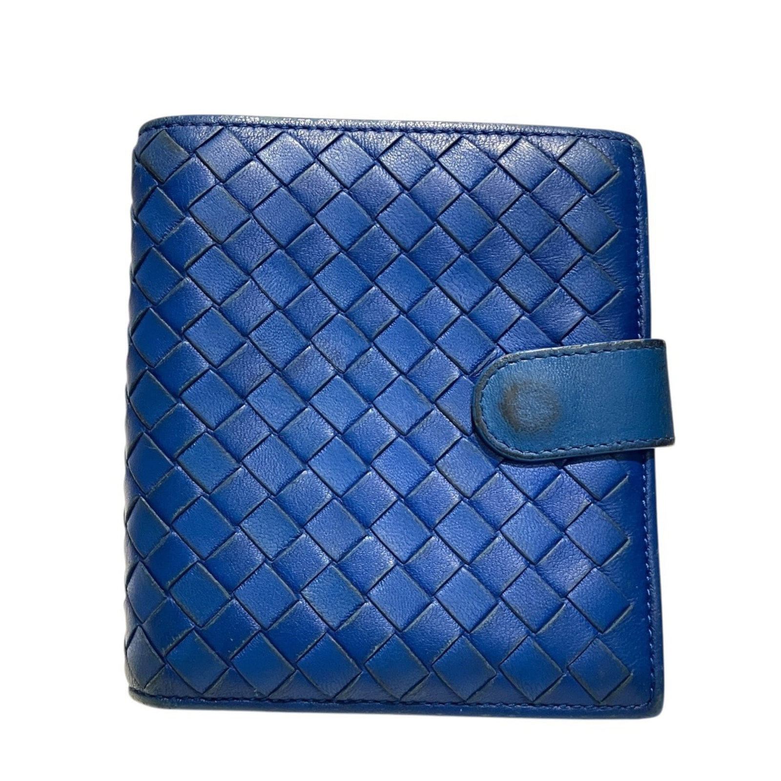 Veneta Bottega Bi Fold Leather Wallet: Veneta Bottega Bi Fold Leather Wallet The Veneta Bottega Bi Fold Leather Wallet boasts sleek, sophisticated design with its blue leather exterior. Measuring 11cm x 12cm x 1.5cm, it features a compact