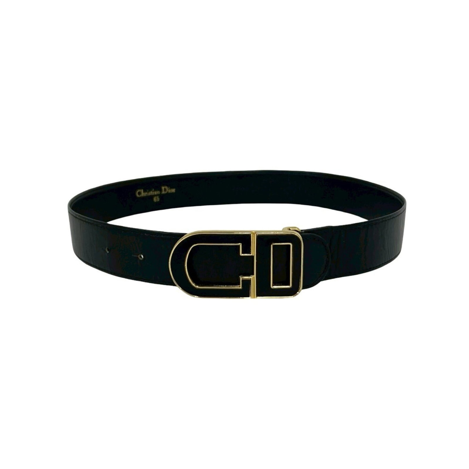 Standard Belt by Christian Dior: Standard Belt by Christian Dior Black leather standard belt from Christian Dior, available in lengths of 62cm-67cm. Made from high-quality leather, this classic belt features a timeless design that