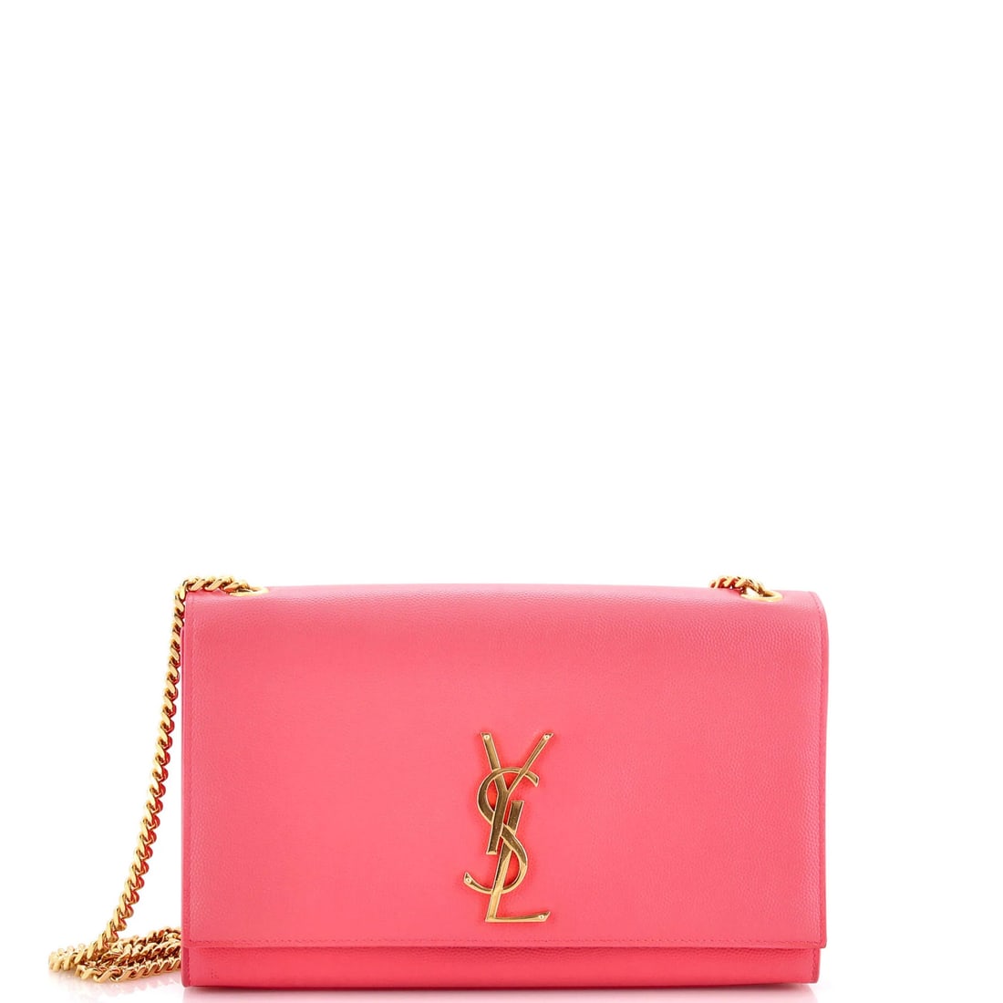 Monogram Classic Grainy Leather Medium Bag Saint Laurent Crossbody: Monogram Classic Grainy Leather Medium Bag Saint Laurent Crossbody Pink Monogram Classic Grainy Leather Medium Bag from Saint Laurent, featuring scuffed exterior with edge wear and minor creases. The