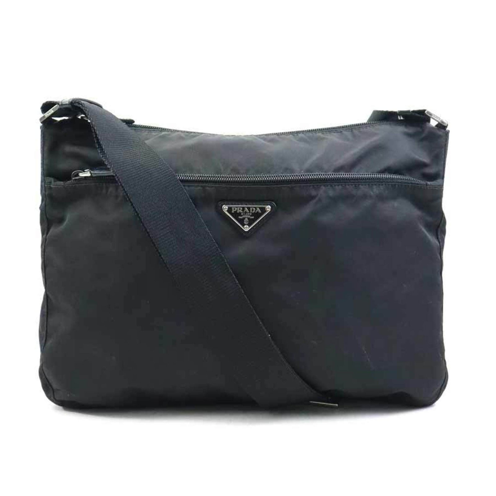Shoulder Bag Nylon Prada: Shoulder Bag Nylon Prada Black Nylon Prada Shoulder Bag, 27cm x 34cm x 8cm. Made from durable nylon material, this shoulder bag features a sleek and modern design. With its classic black color, it's