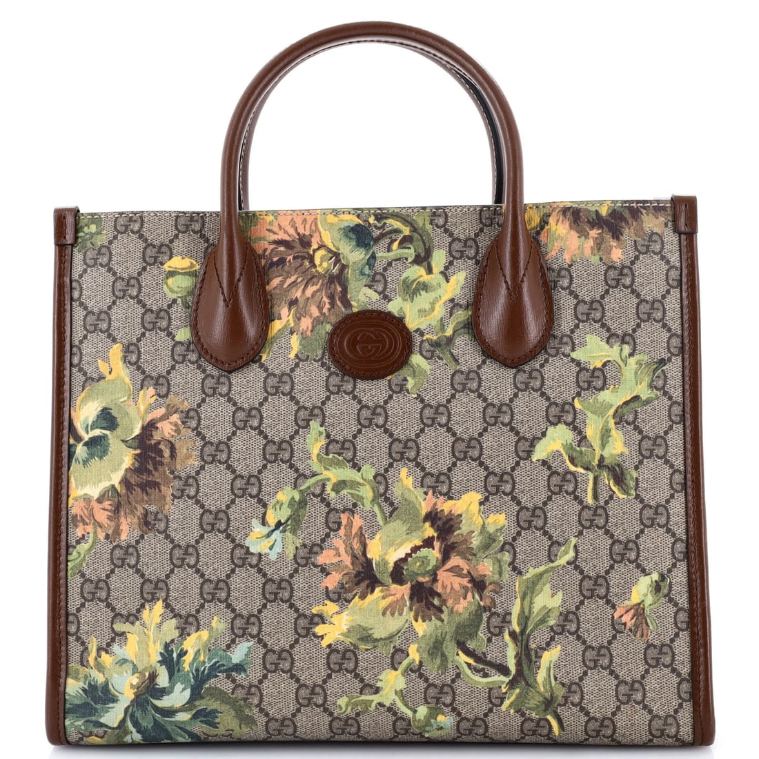 Gucci Interlocking G Tote Printed GG Coated Canvas Leather Small: Gucci Interlocking G Tote Printed GG Coated Canvas Leather Small Gucci Interlocking G Tote features a stylish canvas coated exterior with printed GG logo, adding a touch of luxury to everyday