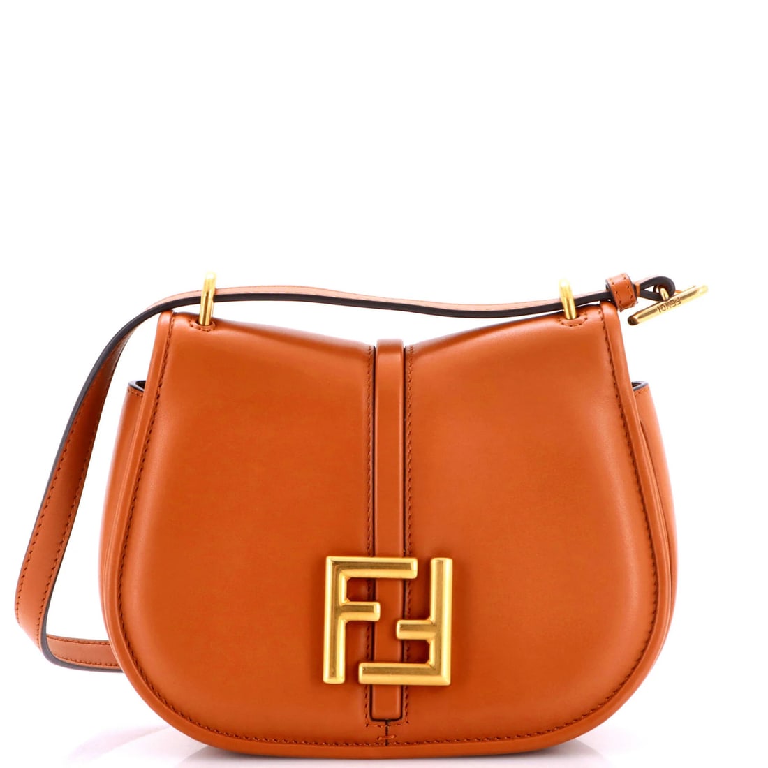 Fendi C'mon Shoulder Bag Leather Small: Fendi C'mon Shoulder Bag Leather Small Small Fendi C'mon Shoulder Bag in Brown Leather. This stylish shoulder bag features scuffs, edge wear, corner wear, and minor creases on its exterior, while its 