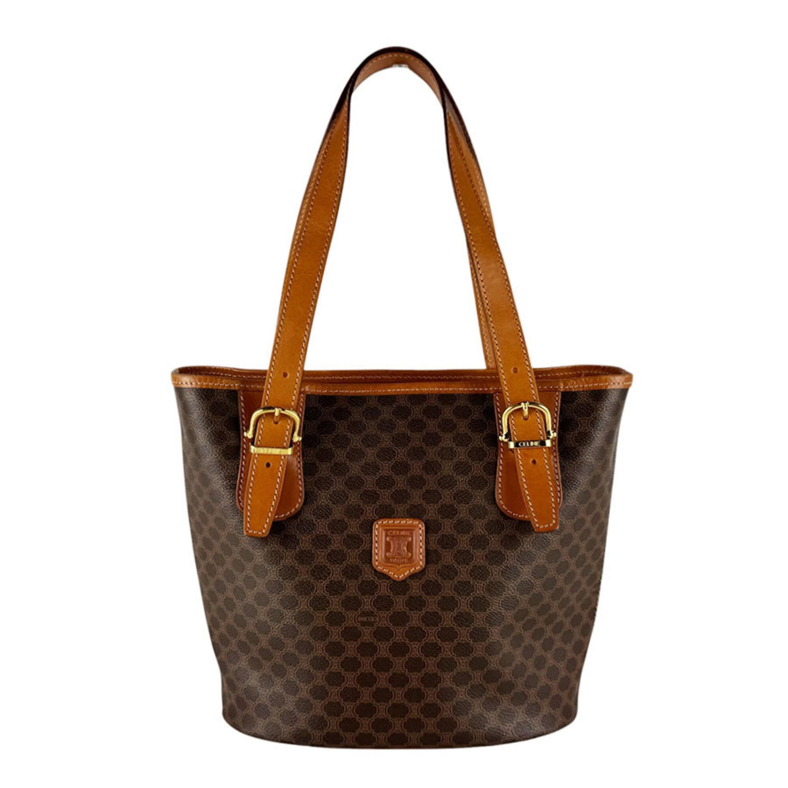 Canvas leather handbag celine: Canvas leather handbag celine Canvas leather handbag celine, made from coated canvas and adorned with high-quality leather. The brown color and classic design make it a timeless accessory for women.