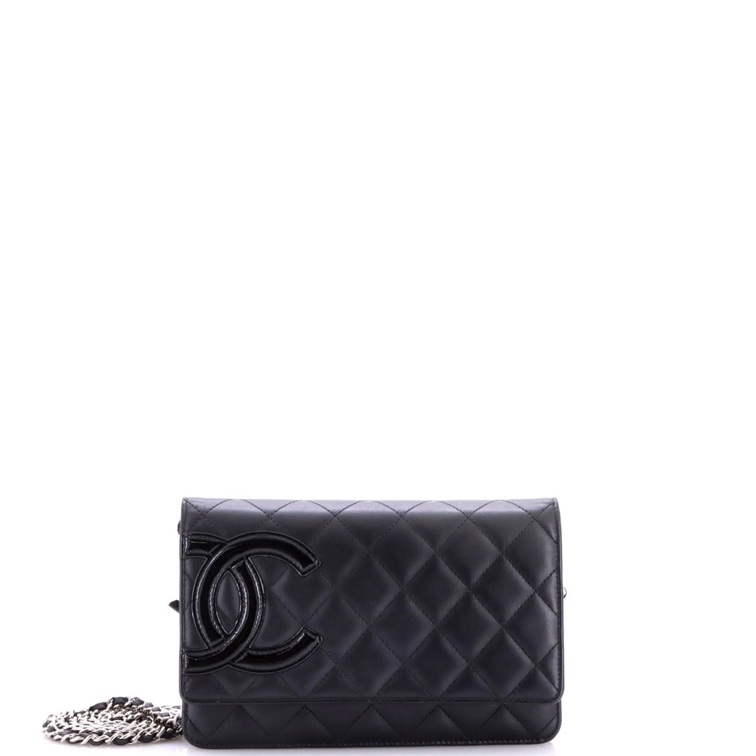 Quilted Leather Chain Wallet Cambon: Quilted Leather Chain Wallet Cambon The Quilted Leather Chain Wallet Cambon boasts a sleek, black exterior with subtle scuffs and minor creases. Made from high-quality quilted leather, this stylish wa