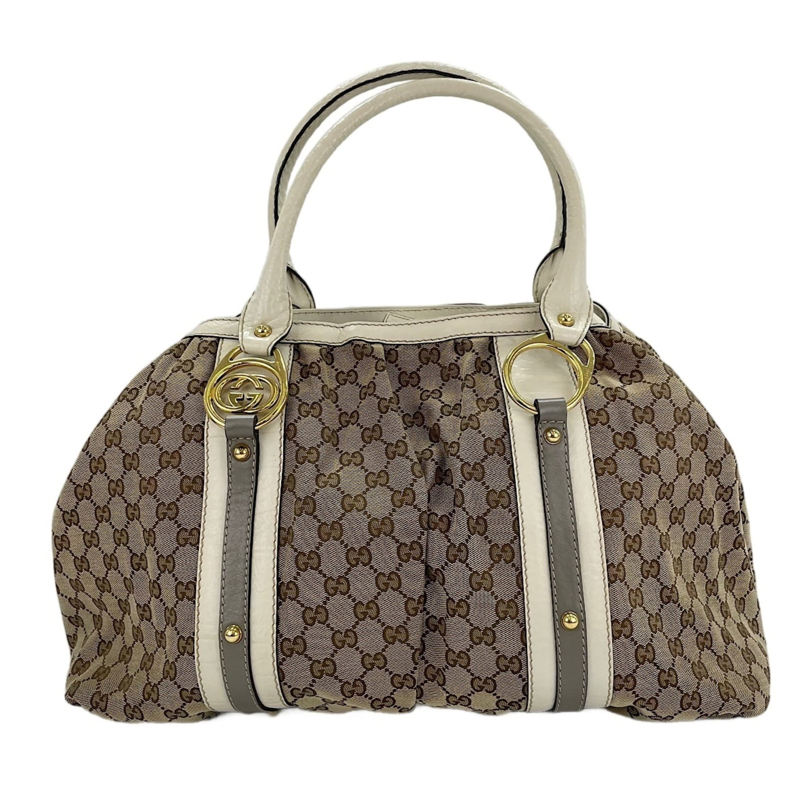 Tote Bag: Tote Bag This beige Gucci tote bag features a classic design with clean lines and a spacious interior. Measuring 35cm x 43cm x 15cm, it has a comfortable handle drop of 15cm, making it easy to carry d