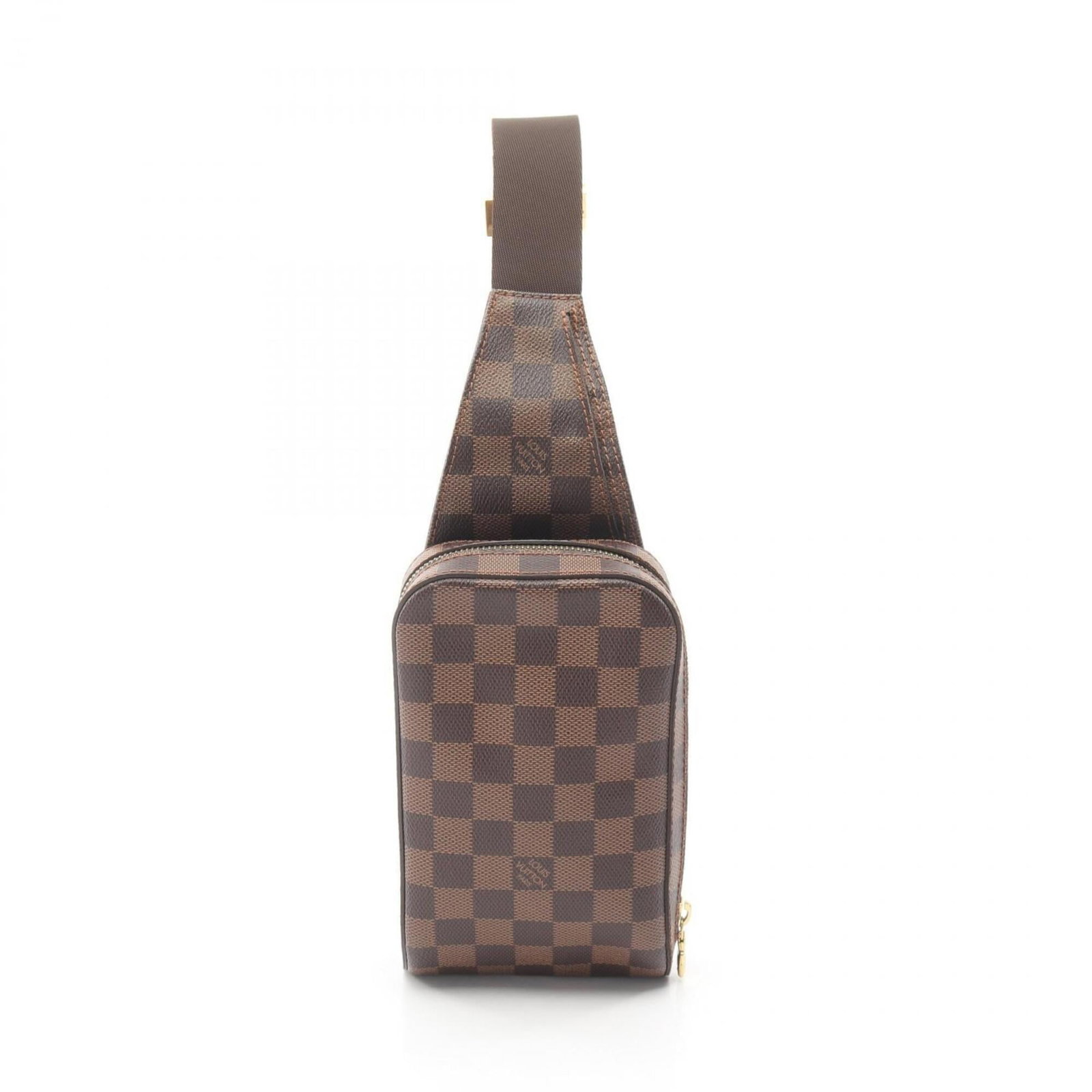 Canvas sling bag fanny pack coated by Louis Vuitton: Canvas sling bag fanny pack coated by Louis Vuitton Coated canvas Louis Vuitton fanny pack with Damier pattern, featuring the iconic brand's signature style. This brown sling bag measures 19cm x