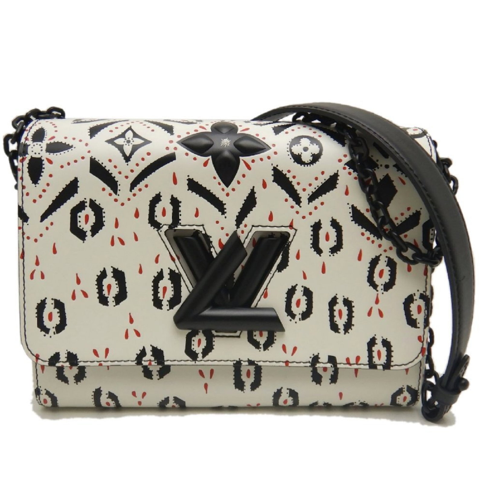 Shoulder Bag Leather Louis Vuitton: Shoulder Bag Leather Louis Vuitton Black and White Leather Louis Vuitton Shoulder Bag, measuring 17cm x 23cm x 9.5cm, features a classic design with clean lines and timeless elegance. Made from