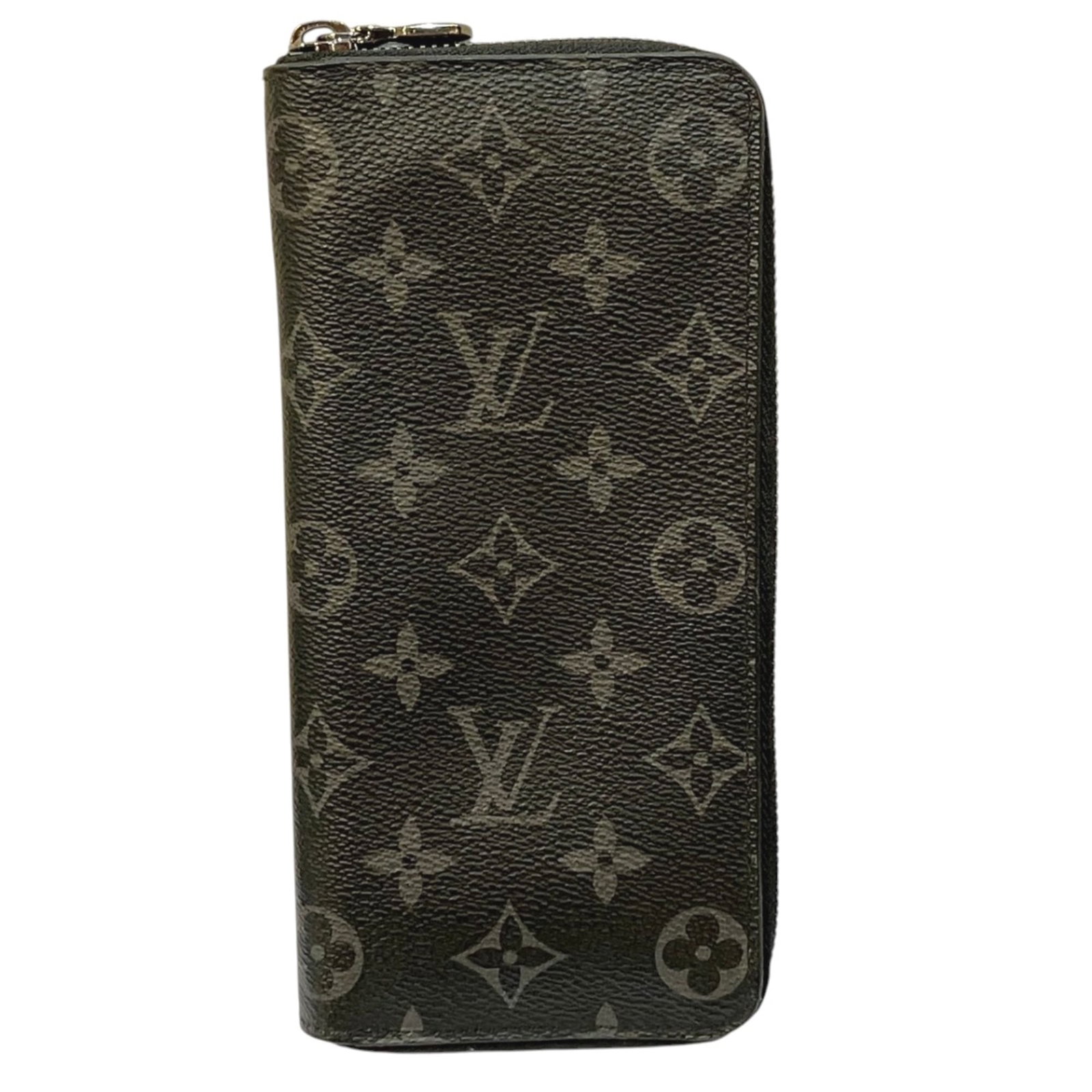 Canvas wallet bi-fold coated long Louis Vuitton: Canvas wallet bi-fold coated long Louis Vuitton Coated canvas construction lends durability to this bi-fold long wallet, characteristic of Louis Vuitton's signature style. The Noir color adds a touch