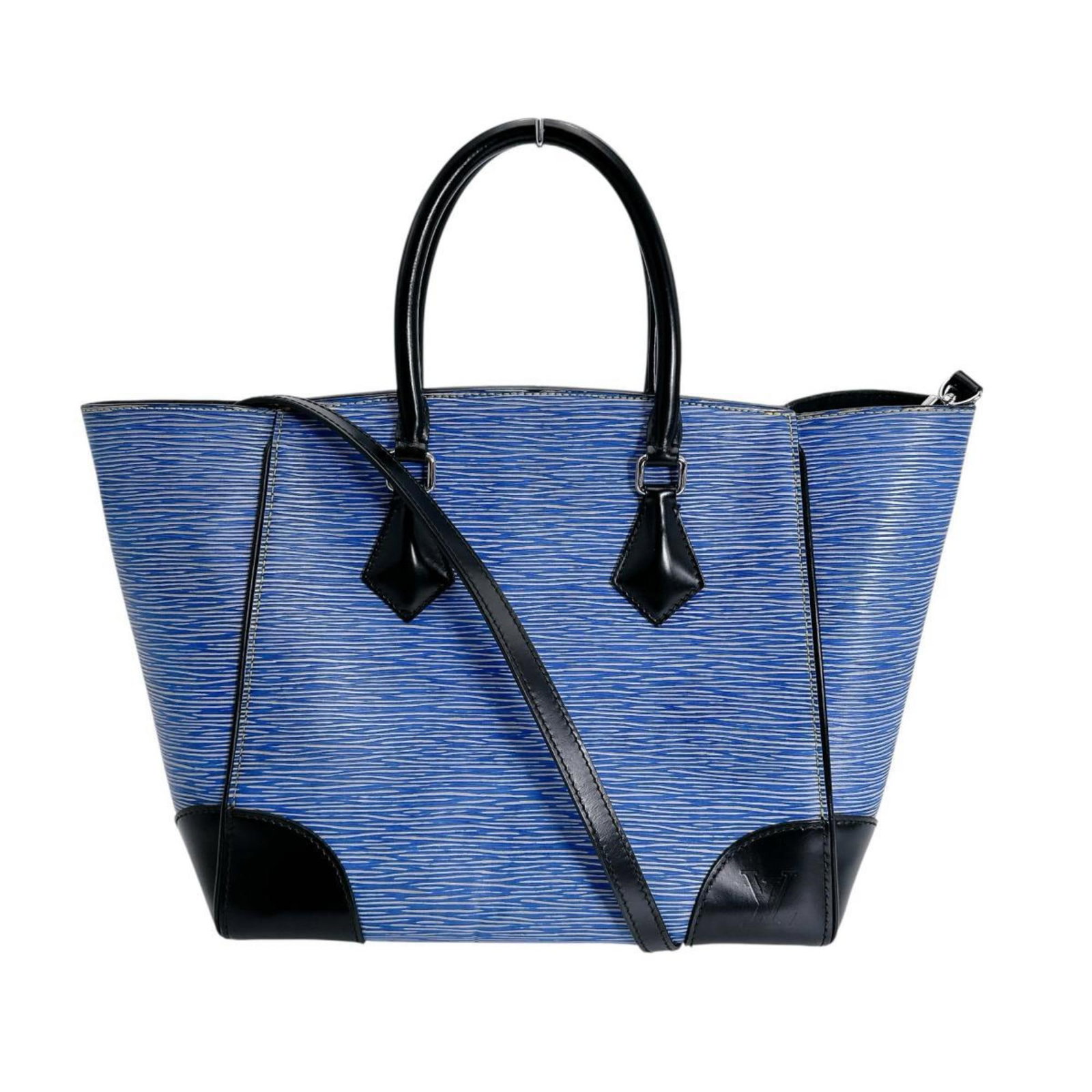 Louis Vuitton Handbag Epi Leather: Louis Vuitton Handbag Epi Leather Epi leather handbag with a classic blue hue, crafted by Louis Vuitton. Measuring 26cm x 40cm x 15cm, it features the iconic brand's signature style and design. Made f