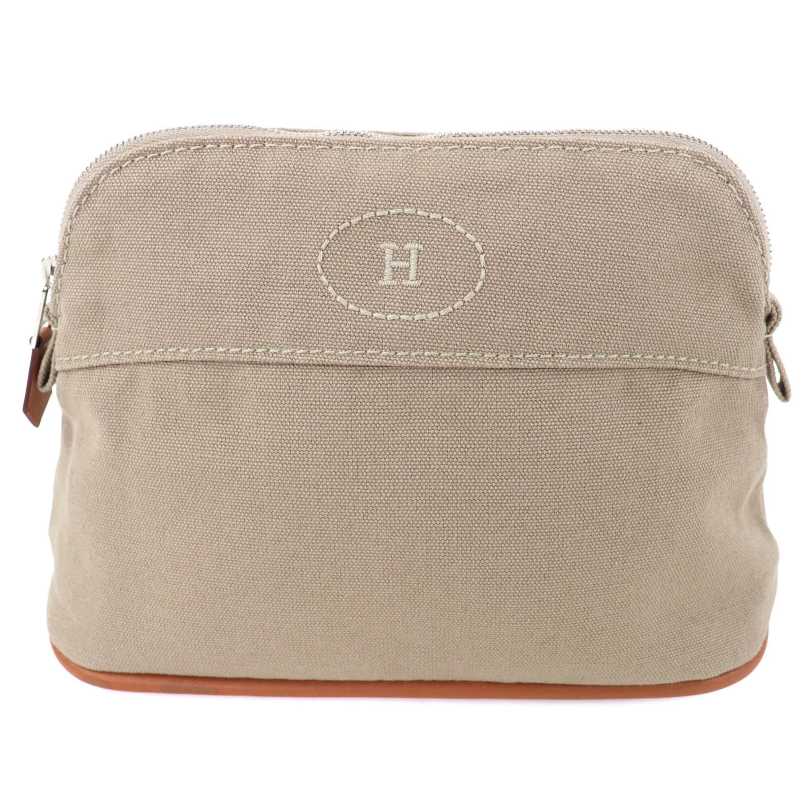 Cotton 100% Leather Pouch Hermes: Cotton 100% Leather Pouch Hermes Cotton 100% Leather Pouch from Hermes Line, made in France with a beige color and measuring 14.5cm x 20.5cm x 7.3cm. This pouch features high-quality materials and