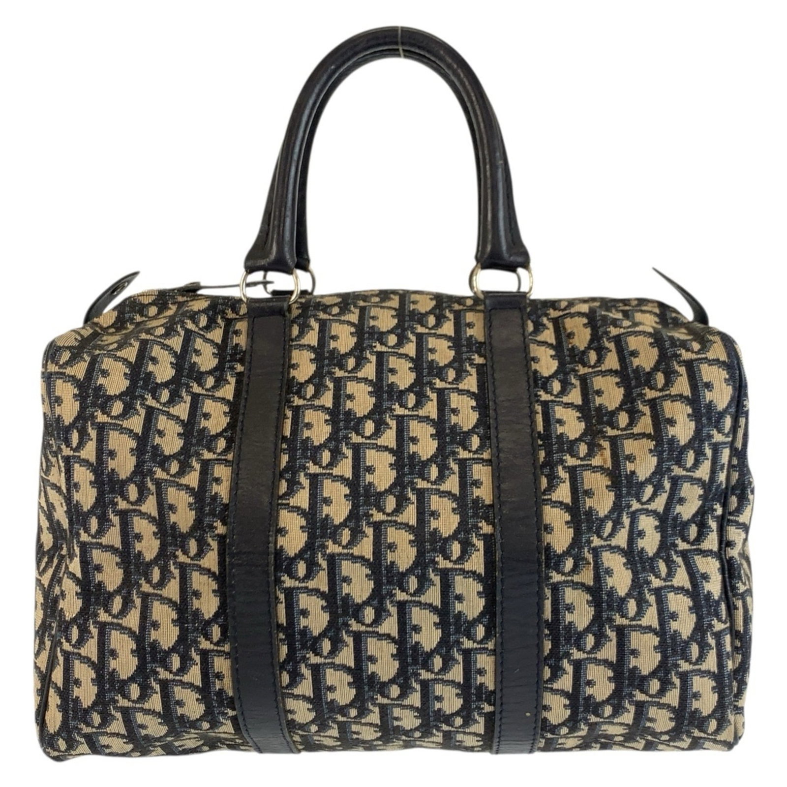 Boston Handbag Dior Christian Canvas Leather: Boston Handbag Dior Christian Canvas Leather The Boston bag from Christian Dior features canvas and leather construction, with a navy color. This classic design measures 19cm x 30cm x 15cm. A notable