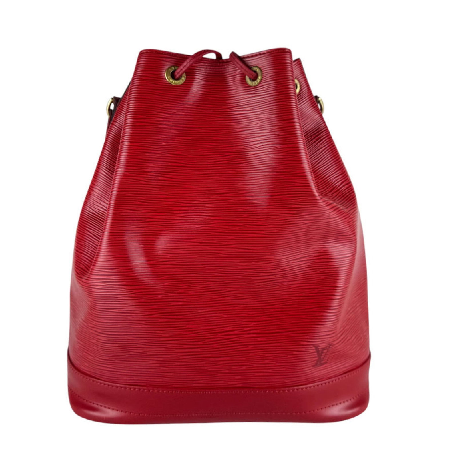 Vuitton Leather Epi Bag Shoulder Louis: Vuitton Leather Epi Bag Shoulder Louis Castilian red Epi leather wraps around the body of this Louis Vuitton shoulder bag, adding a pop of vibrant color to its classic design. Measuring 30cm x 32cm x 