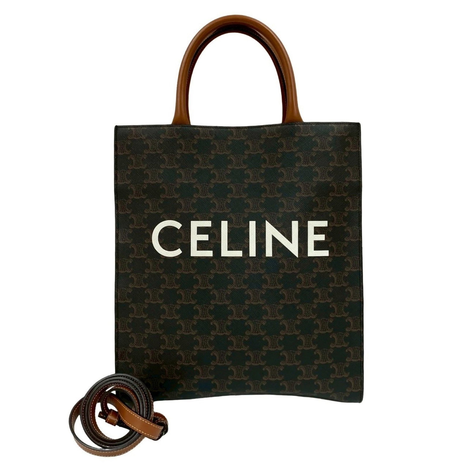 Celine Handbag Shoulder Bag Leather Pvc: Celine Handbag Shoulder Bag Leather Pvc Black and Brown Leather Celine Handbag Shoulder Bag with Dust Bag and Adjustable Strap. This stylish shoulder bag features high-quality leather and PVC construc