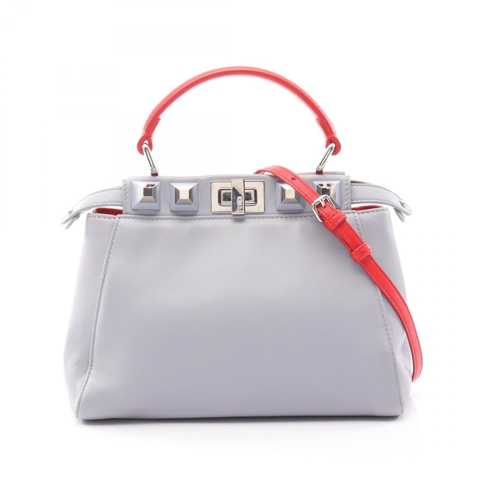 Fendi Handbag Leather: Fendi Handbag Leather Blue and Red Fendi Handbag Leather. Made from high-quality leather, this handbag features a striking blue and red color combination that adds a pop of personality to any outfit.