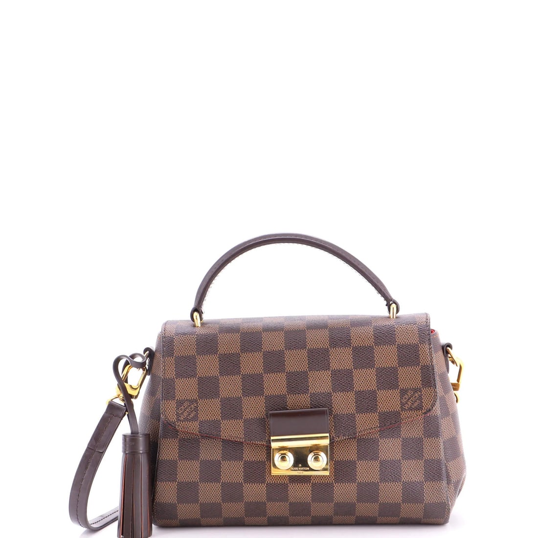 Handbag Damier Louis Vuitton Croisette: Handbag Damier Louis Vuitton Croisette The Louis Vuitton Croisette Handbag Damier in Brown features a classic cross body design with a canvas coated exterior and gold hardware. Minor imperfections, in