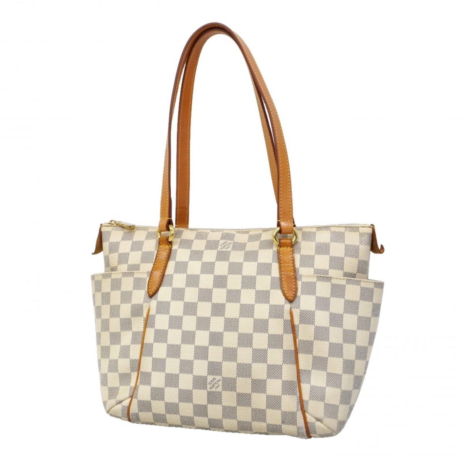 Louis Vuitton Tote Bag: Louis Vuitton Tote Bag White Louis Vuitton Tote Bag, 25cm x 28cm x 13cm, perfect for everyday use. This iconic tote bag features the signature monogram pattern and classic design that has made Louis V