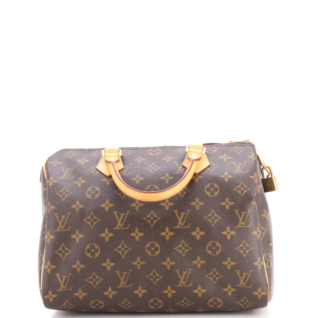 Louis Vuitton Speedy Handbag Monogram Canvas 30: Louis Vuitton Speedy Handbag Monogram Canvas 30 The Louis Vuitton Speedy Handbag Monogram Canvas 30 boasts its iconic monogram canvas exterior in rich brown, complemented by gold hardware and a sturdy