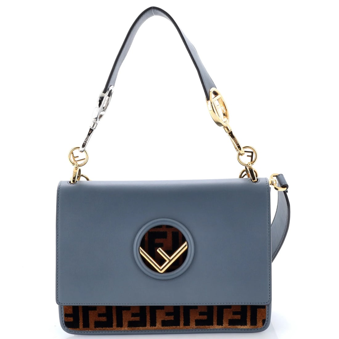 Fendi Kan I F Shoulder Bag Velvet Leather and Zucca Medium (1 of 5)