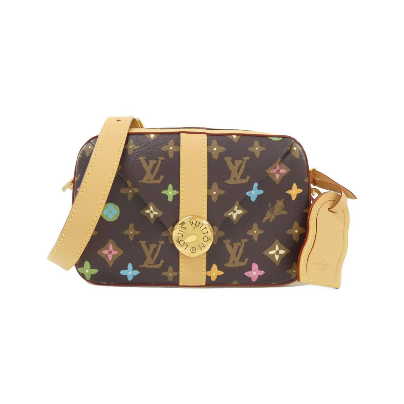 Shoulder bag coated canvas by Louis Vuitton: Shoulder bag coated canvas by Louis Vuitton Coated canvas by Louis Vuitton, this shoulder bag boasts a classic design with a timeless brown color. Measuring 16cm x 23cm x 8cm, it offers a stylish and