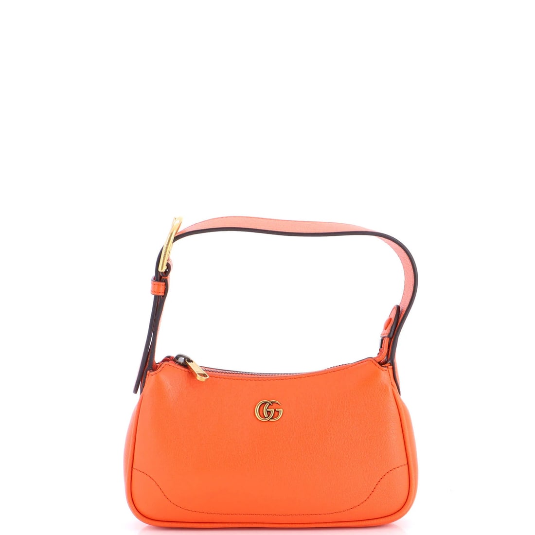 Aphrodite Leather Mini Bag Gucci: Aphrodite Leather Mini Bag Gucci Orange Gucci Aphrodite Leather Mini Bag. This mini shoulder bag features edge wear, corner wear, and minor scuffs on the exterior, with handles showing minor scuffs