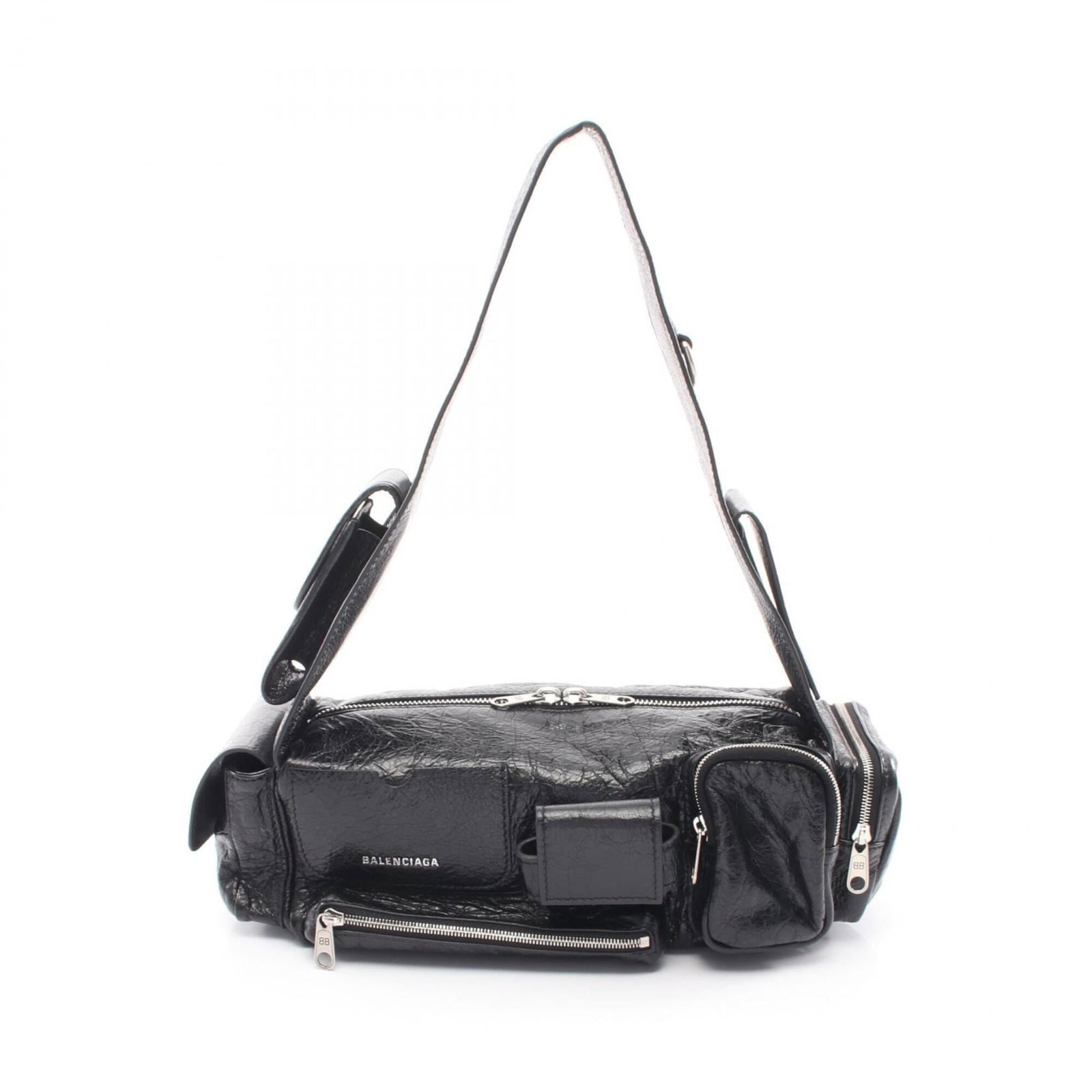 Balenciaga Handbag Shoulder Bag Sling Bag Leather: Balenciaga Handbag Shoulder Bag Sling Bag Leather Black leather Balenciaga shoulder bag with sling strap, measuring 9cm x 31cm x 10.5cm. This sleek and stylish handbag features a classic design that