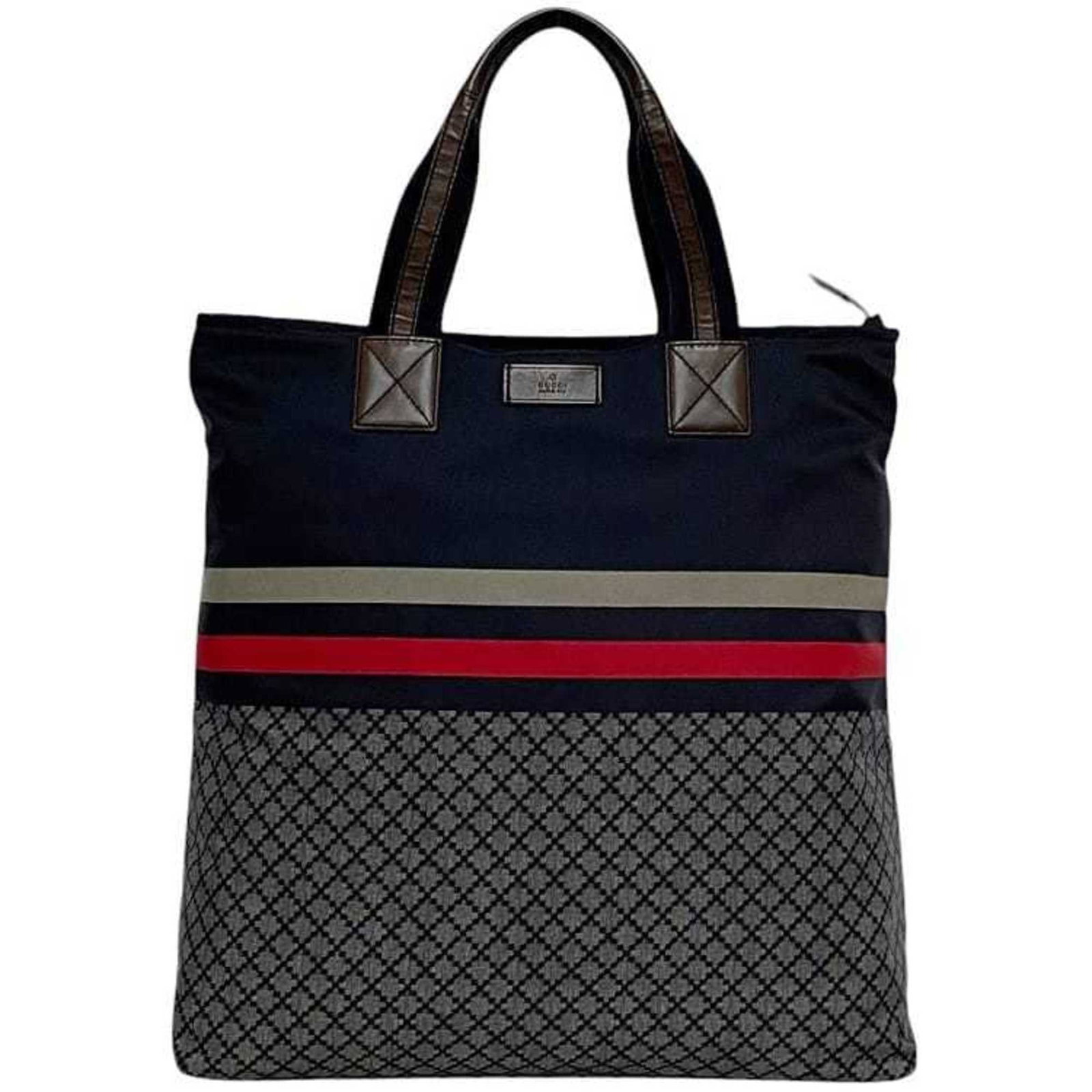Gucci nylon leather tote bag: Gucci nylon leather tote bag Navy Gucci nylon leather tote bag, featuring a classic design with a durable nylon exterior and premium leather accents. Measuring 44cm x 41cm x 12cm, this stylish bag is