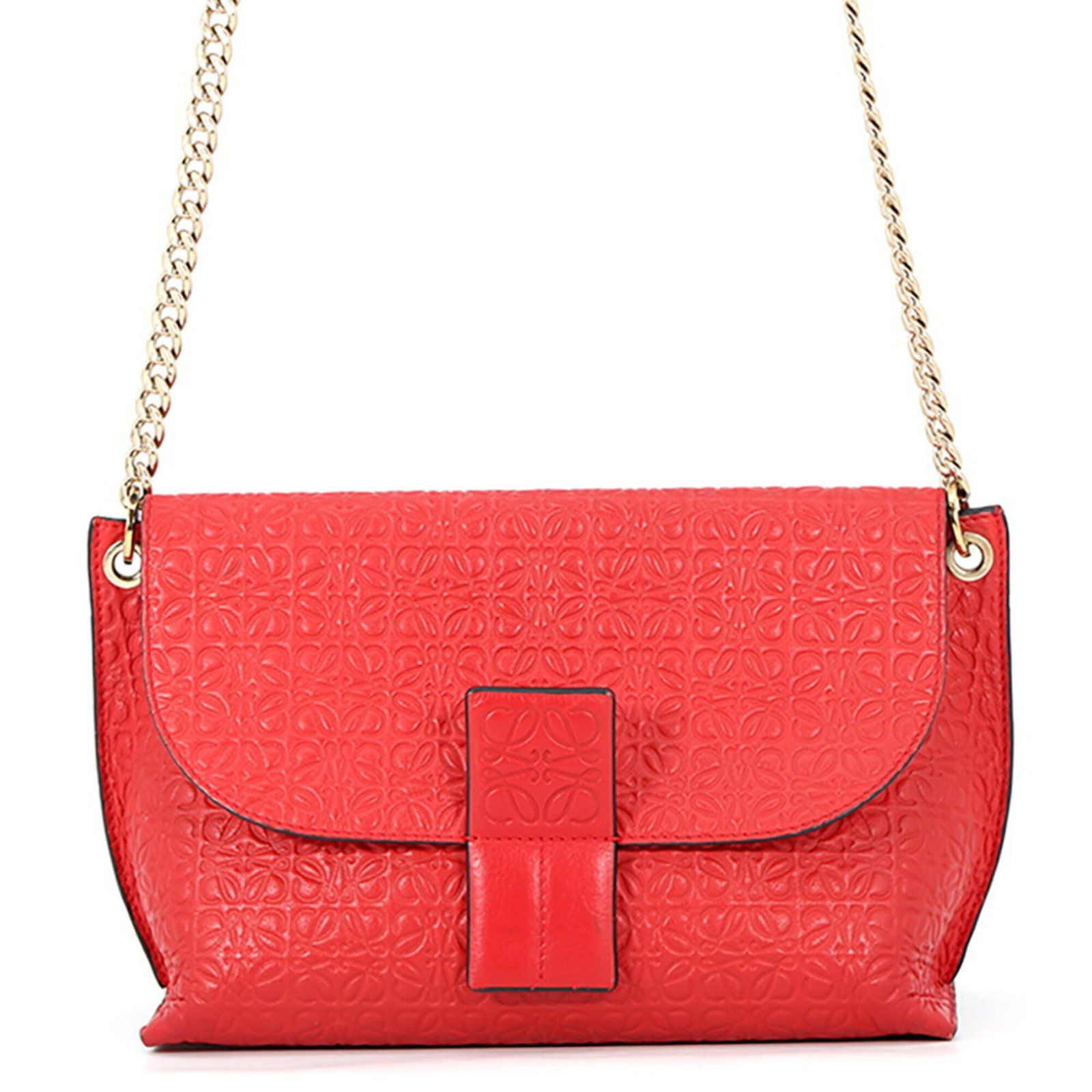 Leather shoulder bag by Loewe: Leather shoulder bag by Loewe Red leather shoulder bag by Loewe, measuring 16cm x 24cm x 10cm. This stylish bag features high-quality leather construction and a classic design that exudes