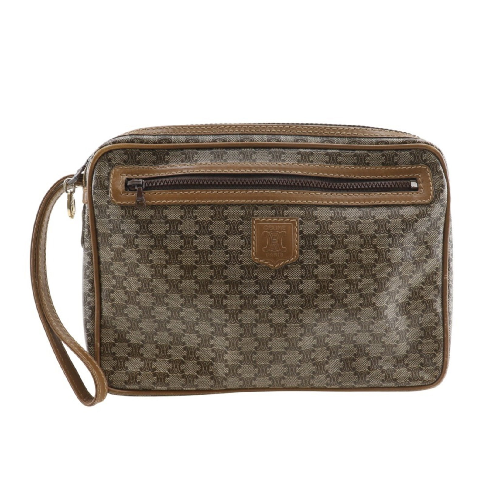 Celine clutch bag PVC: Celine clutch bag PVC Brown Celine clutch bag made from PVC, measuring 17cm x 24cm x 4cm. This stylish handbag features a classic design with clean lines and a compact size. Perfect for adding a