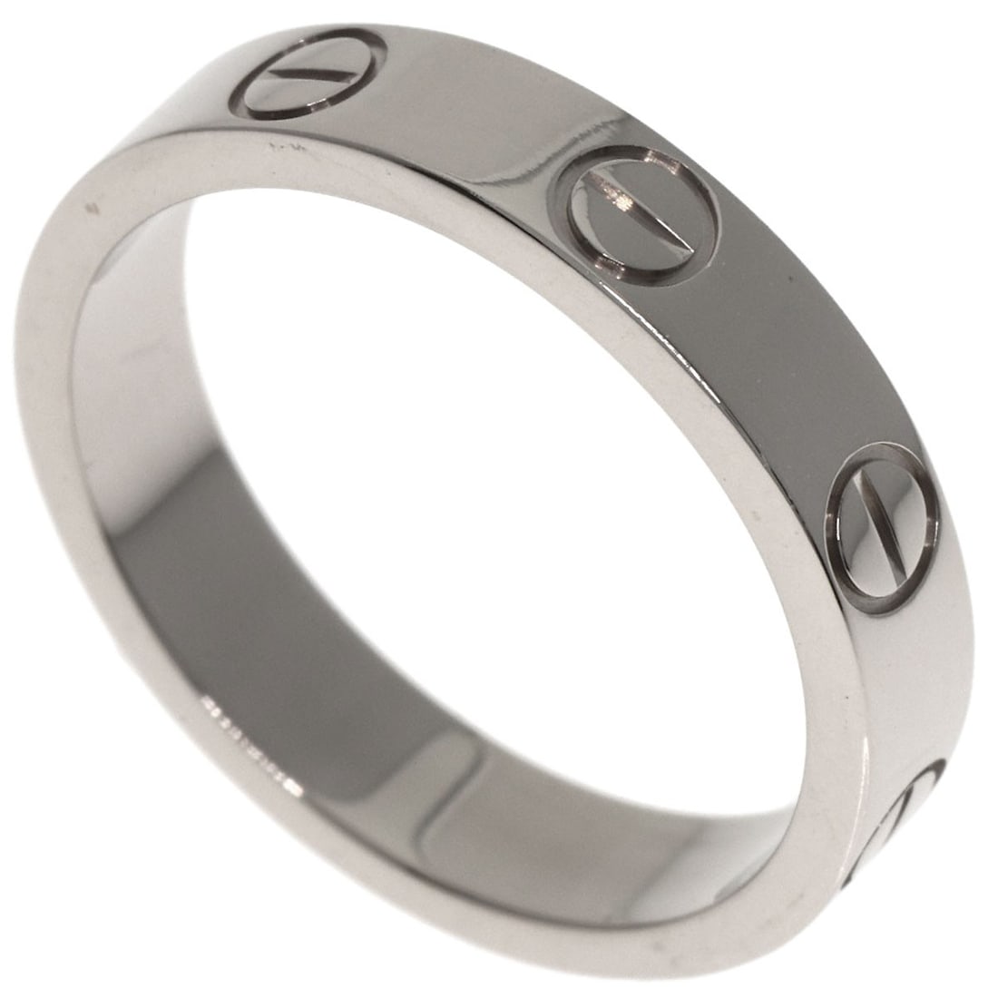 K18 White Gold Cartier Mini Love Ring: K18 White Gold Cartier Mini Love Ring K18 White Gold Cartier Mini Love Ring features a sleek design with K18 white gold material, showcasing its purity. This ring has a silver metal exterior and