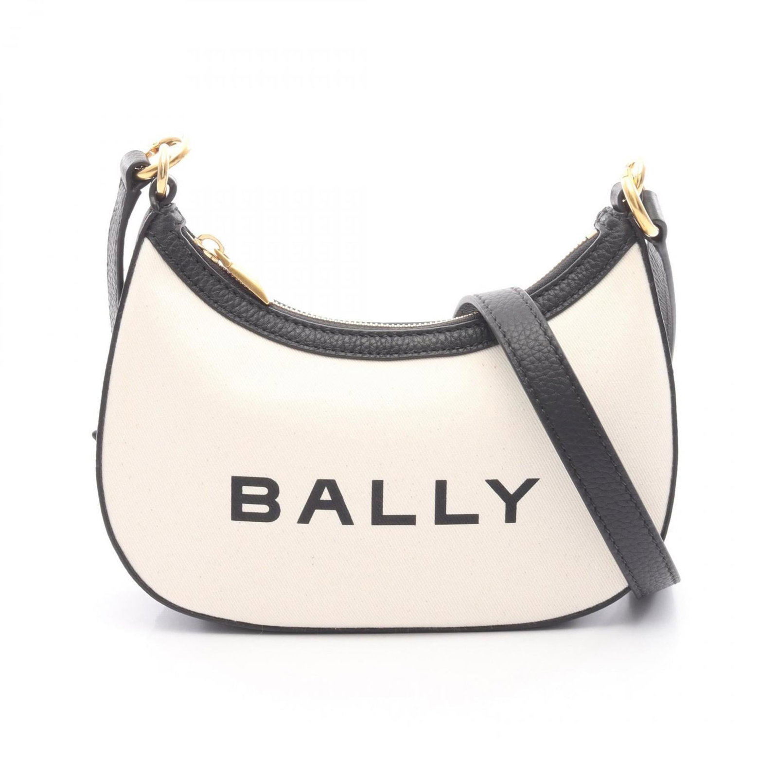 Bally Shoulder Bag Canvas Leather: Bally Shoulder Bag Canvas Leather Canvas and leather come together in this sleek Bally shoulder bag, with clean lines and a timeless black color. The bag's compact size makes it easy to carry,