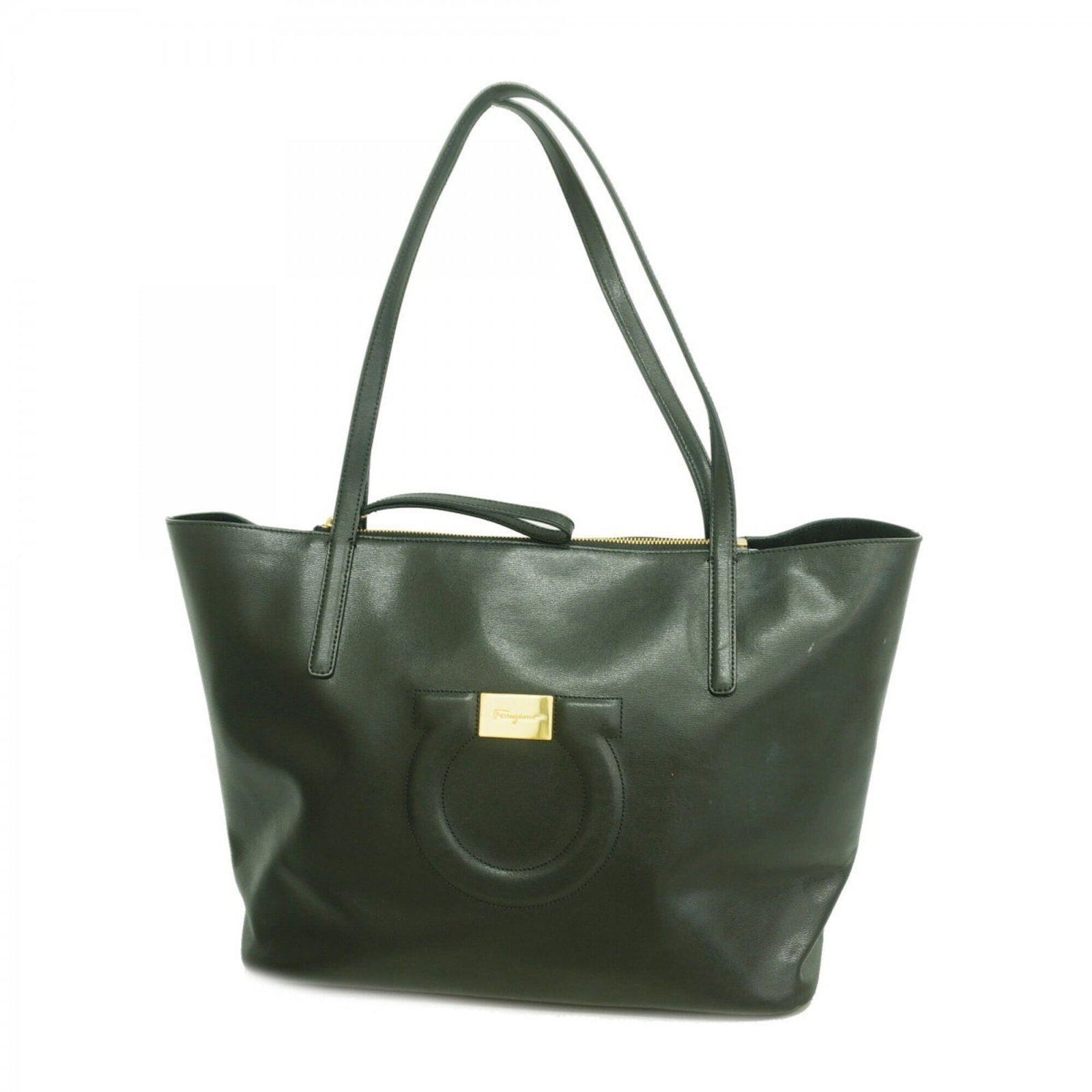 Salvatore Ferragamo Leather Tote Bag: Salvatore Ferragamo Leather Tote Bag The Salvatore Ferragamo Leather Tote Bag is a timeless classic, crafted from high-quality black leather and adorned with elegant gold hardware. Measuring 28cm x
