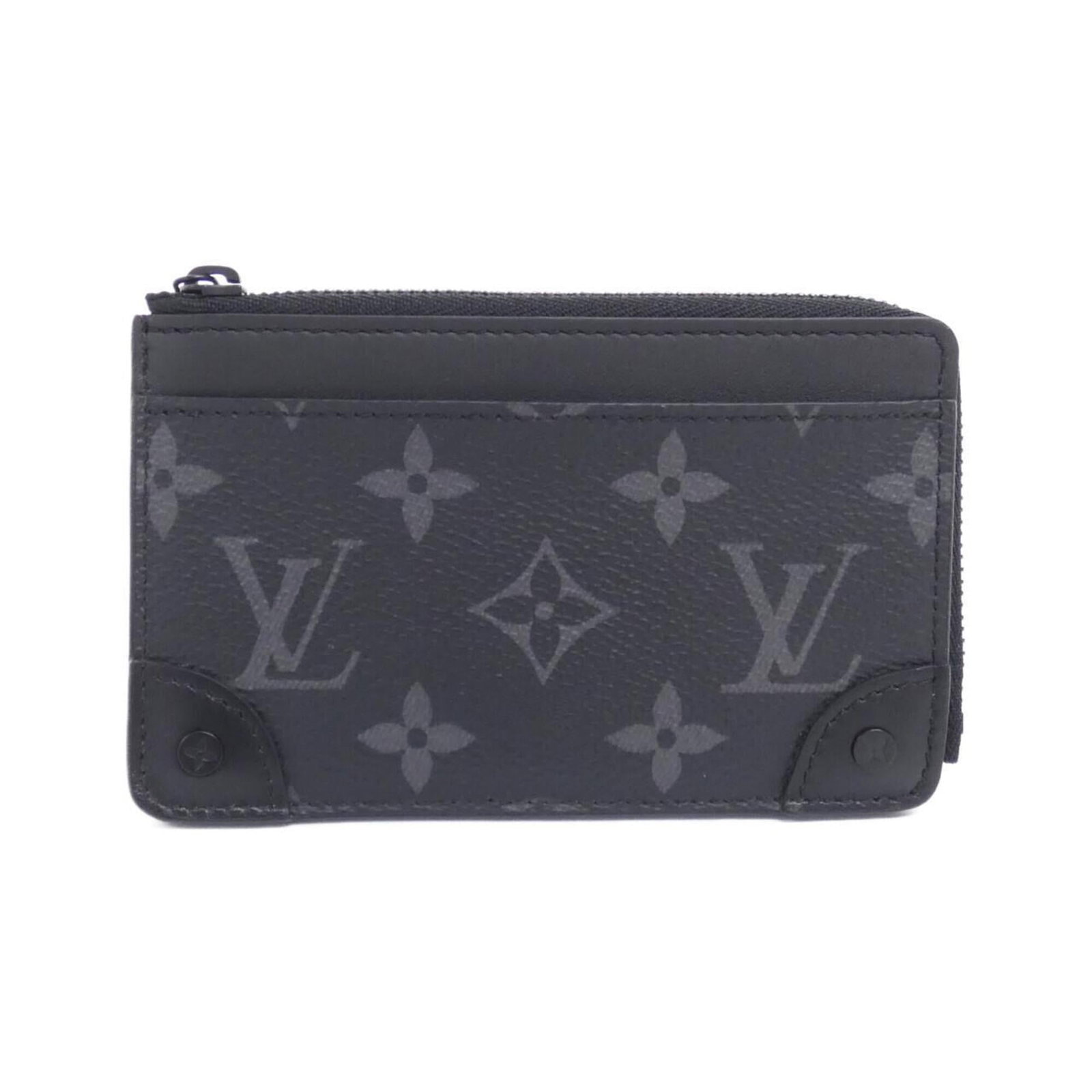 Coated Canvas Card Case by Louis Vuitton: Coated Canvas Card Case by Louis Vuitton Coated canvas card case by Louis Vuitton, featuring a sleek black design with durable coated material. Measuring 8cm x 13cm x 1cm, it provides a compact and or