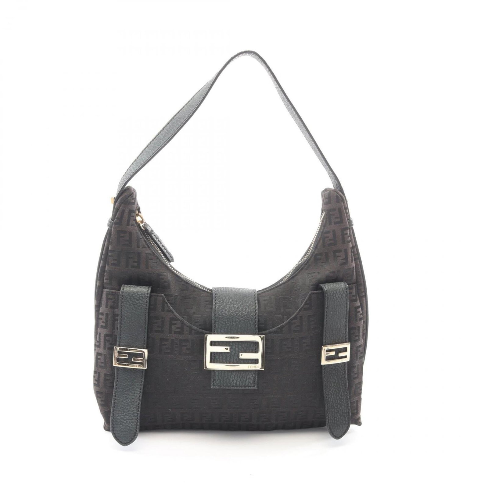 Handbag PVC Leather Shoulder Fendi: Handbag PVC Leather Shoulder Fendi PVC and leather combine in this Fendi shoulder bag, featuring a distinctive brown color. Measuring 16.5cm x 28.5cm x 7cm, it has a unique size and shape that sets