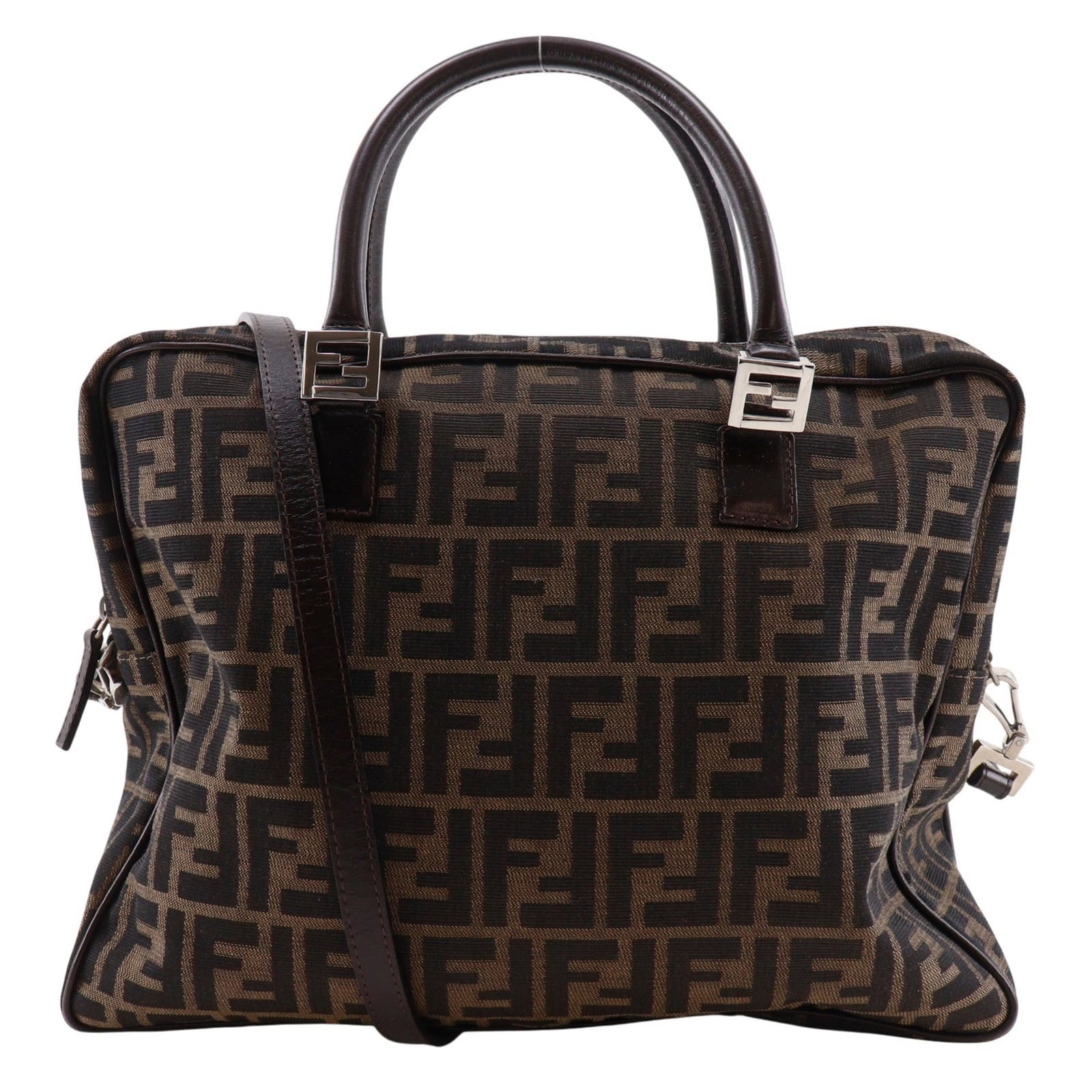 Canvas Nylon Fendi Briefcase: Canvas Nylon Fendi Briefcase Canvas Nylon Fendi Briefcase - A stylish and durable accessory, this brown canvas briefcase features a sturdy nylon construction and a signature that bears the mark of its