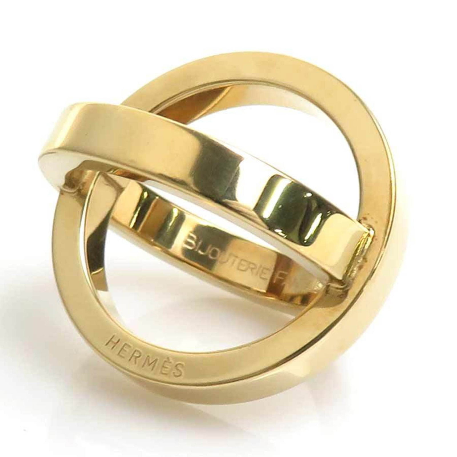 Ring Metal Hermes Scarf: Ring Metal Hermes Scarf Item Specifics: Brand: Hermes Type: Scarf ring Gender: Women Material: Metal Color: Gold Size (HxWxD): 2.6cm x 2.5cm / 1.02'' x 0.98'' Accessories: Box Product Disclaimer: It