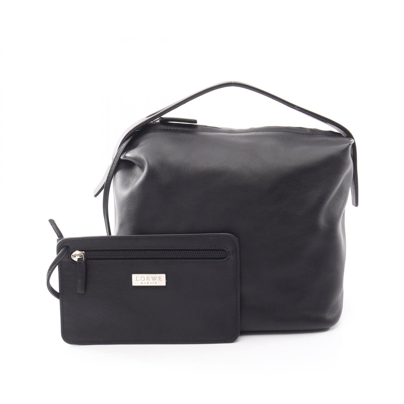 Loewe Handbag Pouch Leather: Loewe Handbag Pouch Leather Loewe Handbag Pouch Leather - A sleek and sophisticated accessory, this black leather pouch measures 20cm x 22cm x 15cm, making it the perfect size for everyday use. The hi
