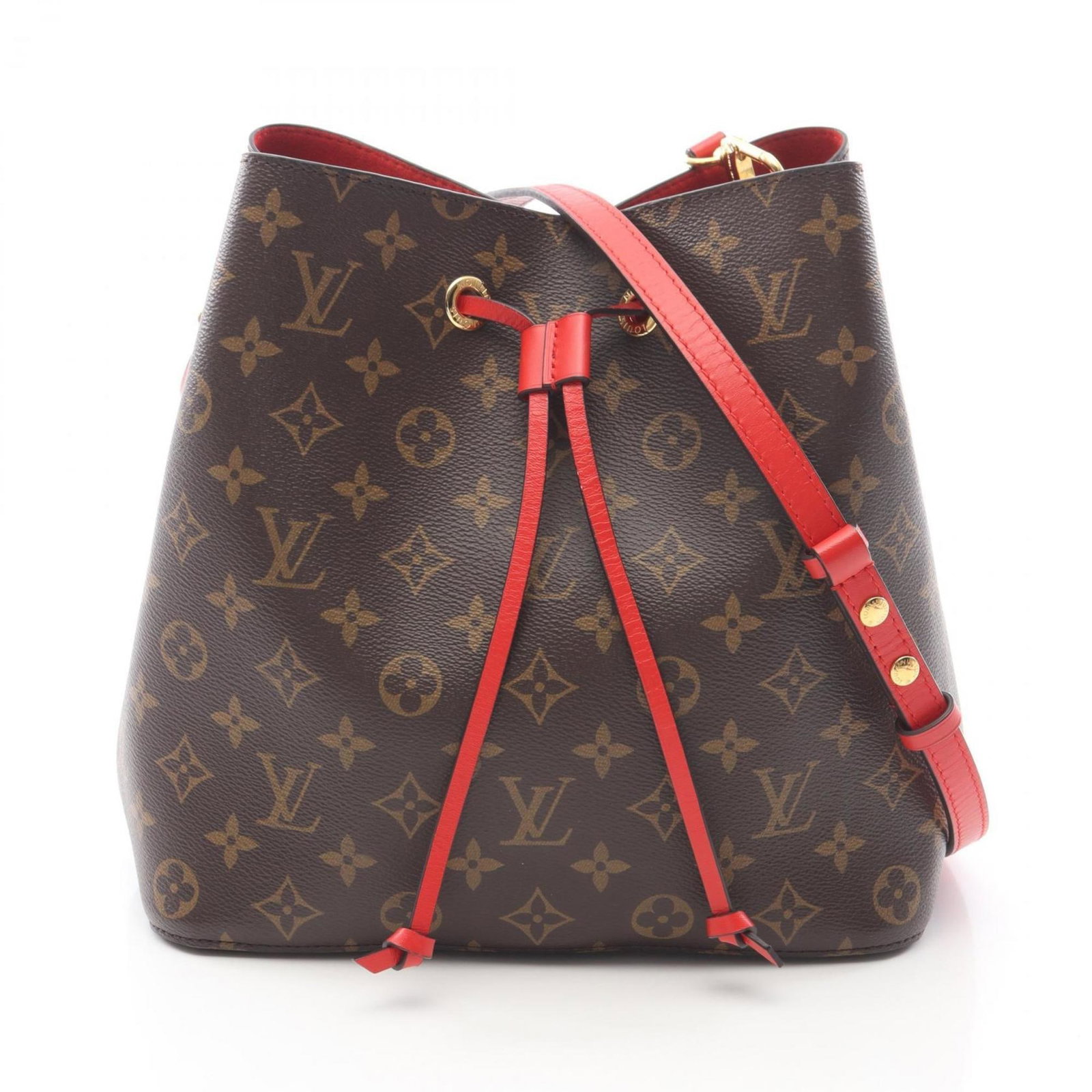 Canvas Coated Handbag Bag Shoulder Louis Vuitton: Canvas Coated Handbag Bag Shoulder Louis Vuitton Brown, Coquelicots, and Red color canvas coated handbag with classic Monogram design, featuring a sturdy shoulder strap adjustable from 69cm to 116cm. 